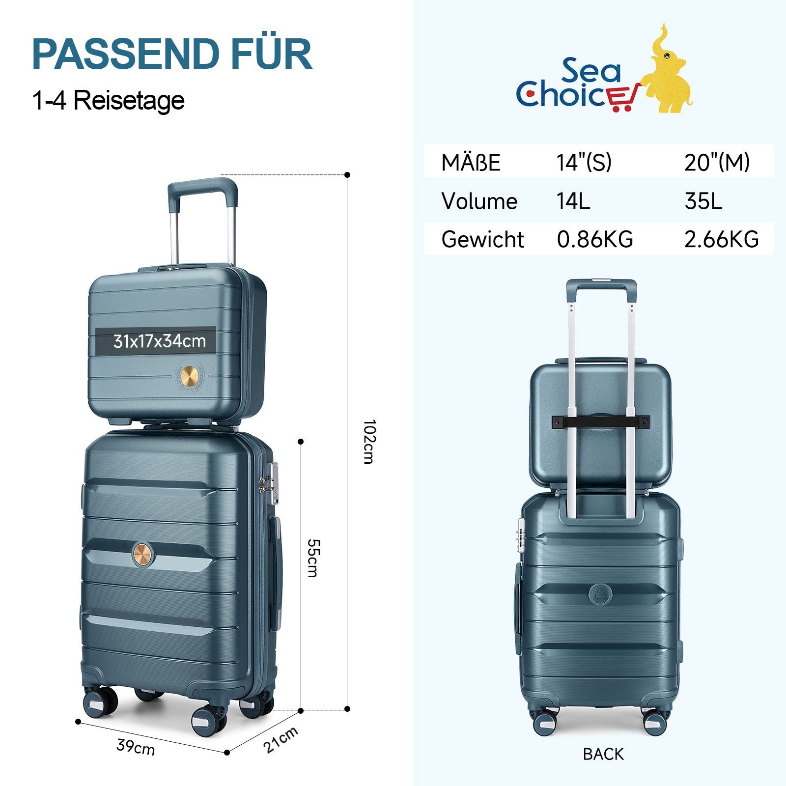Sea choice Handgepäckkoffer mit TSA-Schloss, 4 günstig online kaufen