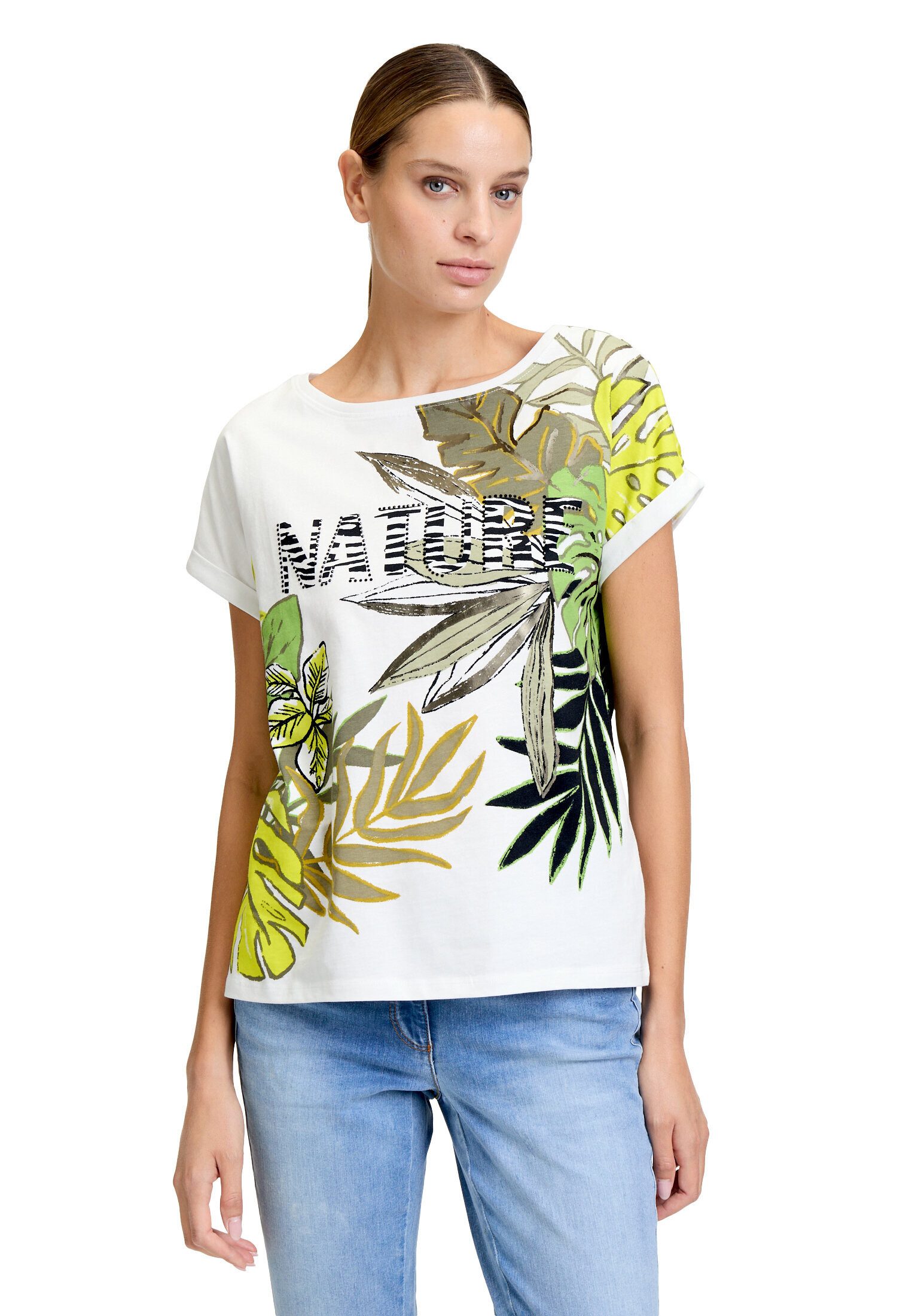 Betty Barclay Kurzarmshirt Damen mit Ärmelaufschlag (1-tlg) Glitzersteine
