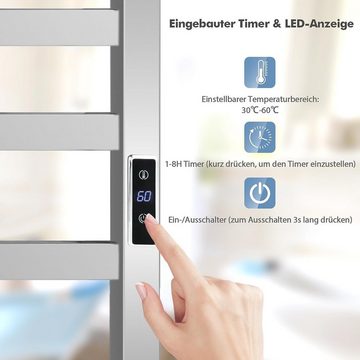 KOMFOTTEU Elektrischer Badheizkörper, mit LED-Touchscreen & Thermostat, Timer & Überhitzungsschutz