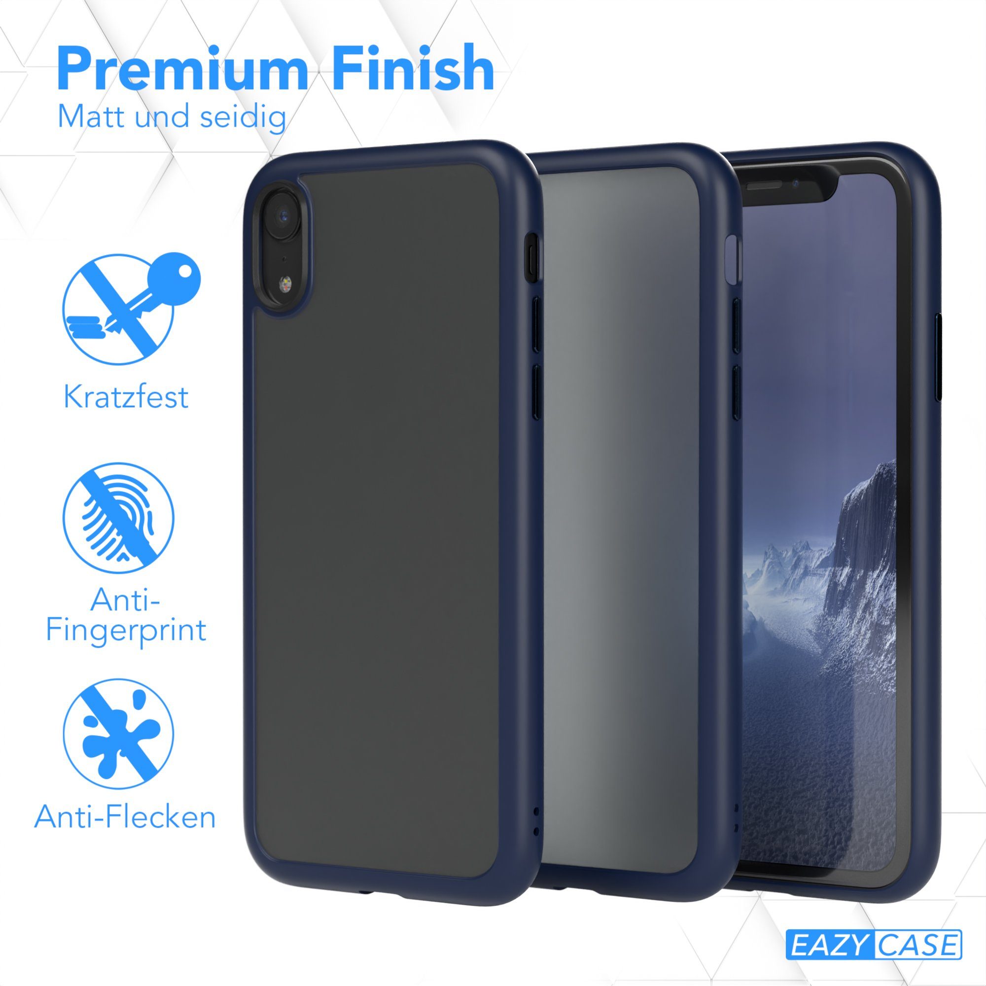 EAZY CASE Handyhülle Outdoor Case für Apple iPhone XR 6,1 Zoll, Hülle kompatibel mit Qi & Magsafe Robust Back Cover Blau / Nachtblau