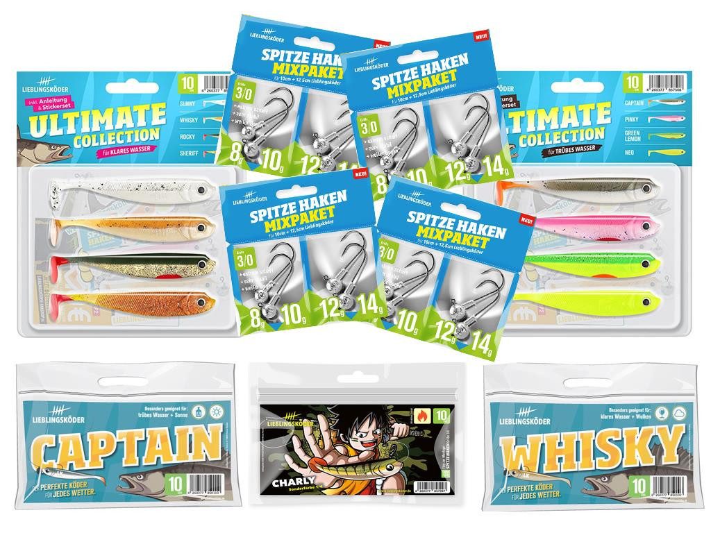 Lieblingsköder Kunstköder Lieblingsköder 10 cm - Zander - großes Starter-Set, (Großes Zanderset, 9-St. Starter-Set 10 cm groß), Vielseitig einsetzbar