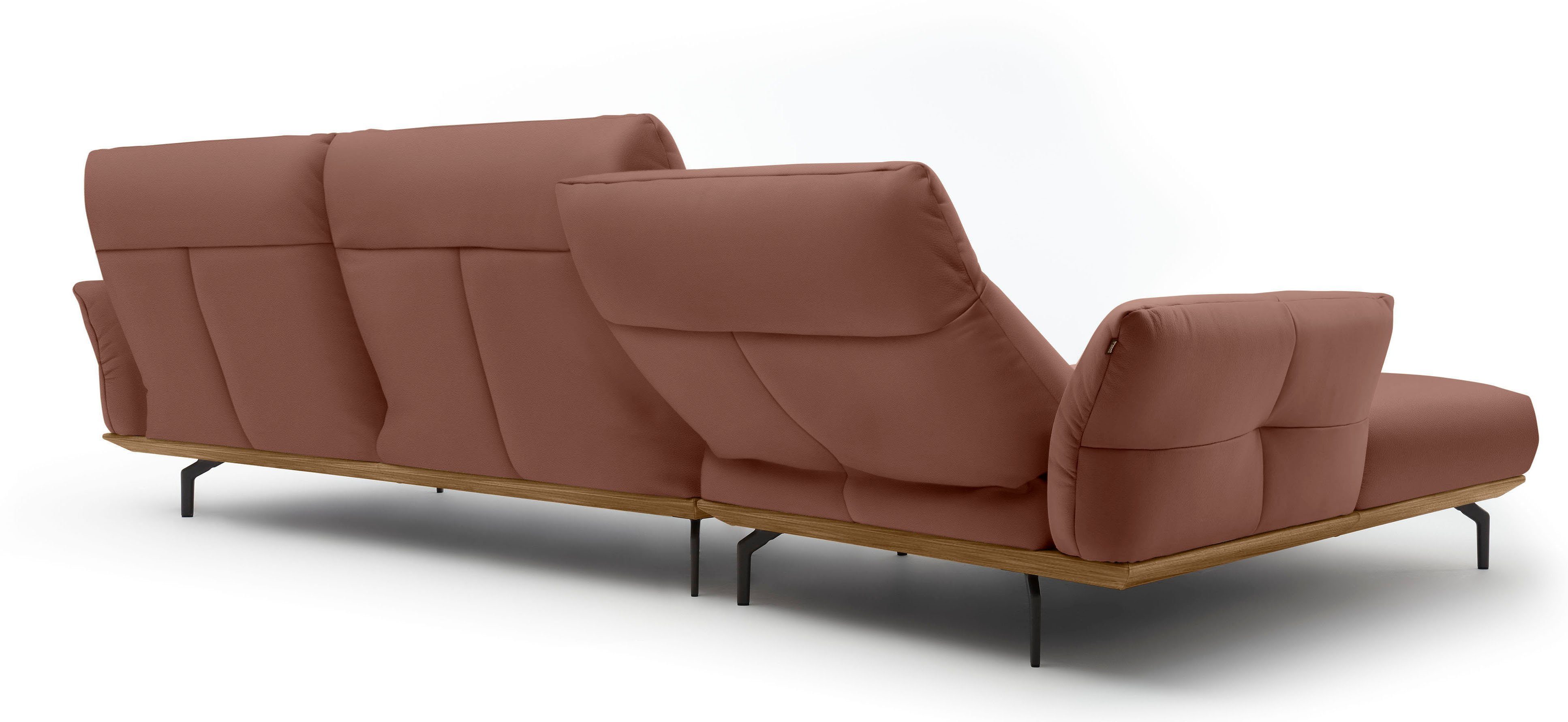 hülsta sofa Ecksofa hs.460, 338 Winkelfüße Sockel Nussbaum, Breite Umbragrau, cm in in