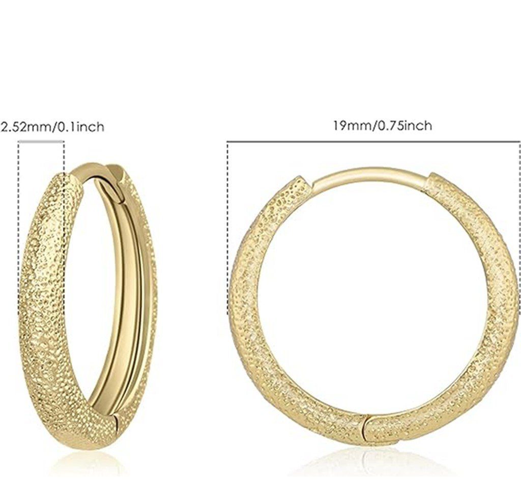 WaKuKa Paar Ohrhänger S925-Silber-Ohrringe Gold für mit Damen Textur glitzernder