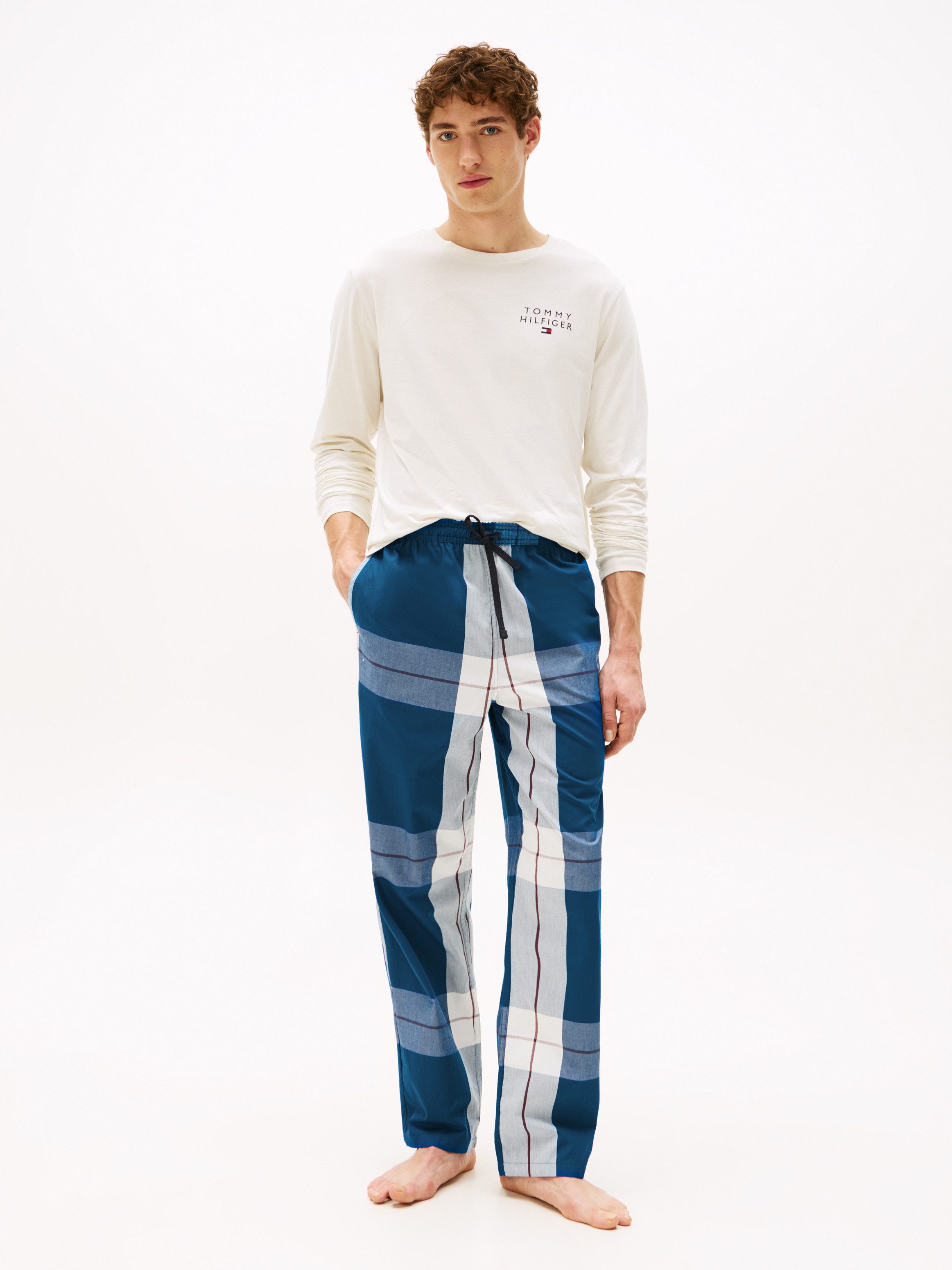 Tommy Hilfiger Underwear Schlafanzug LS WOVEN PJ SET PRINT DRAWSTRING (Set, 2 tlg) mit Print