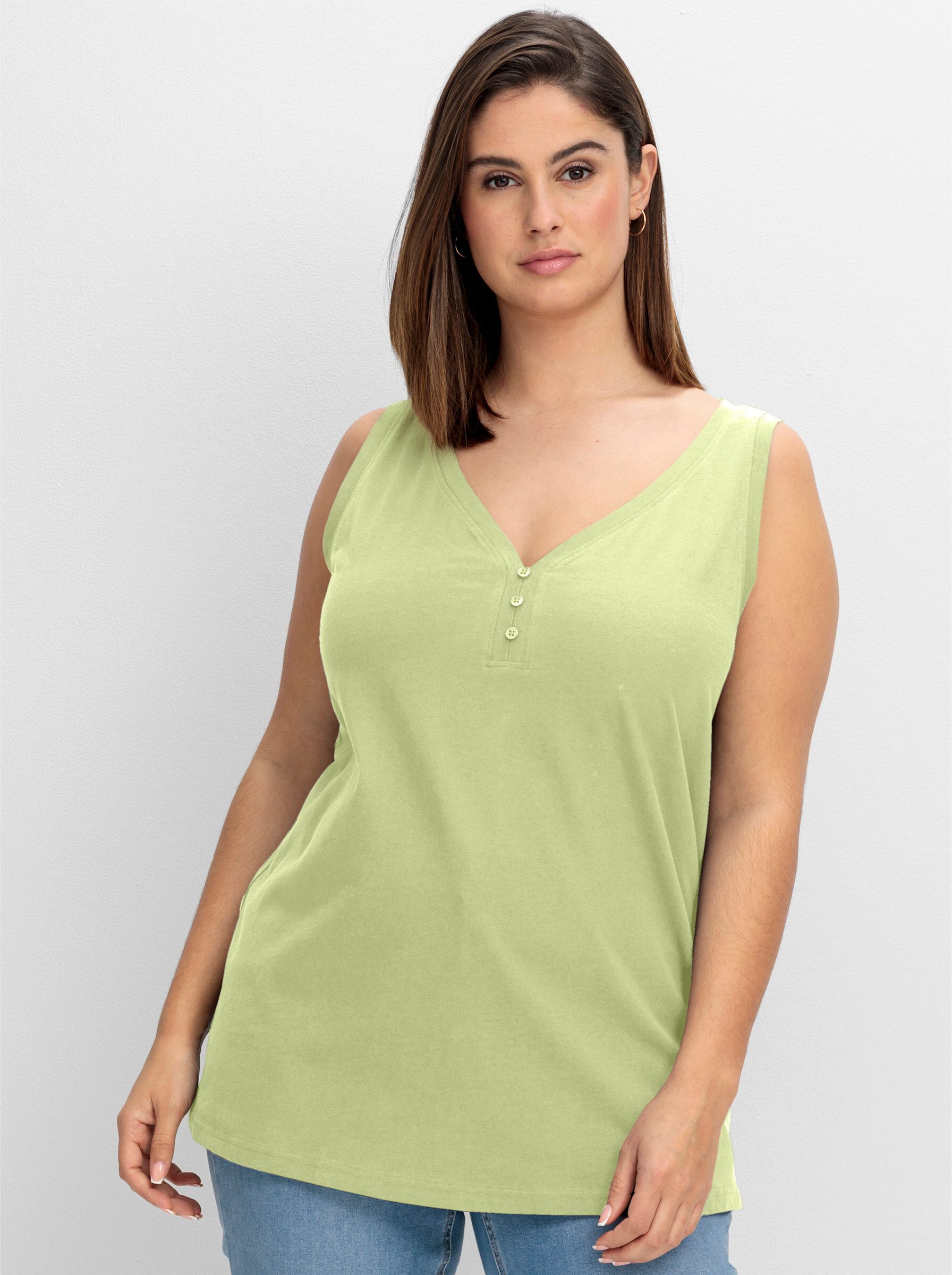Sheego Shirttop Tanktop Ärmellos