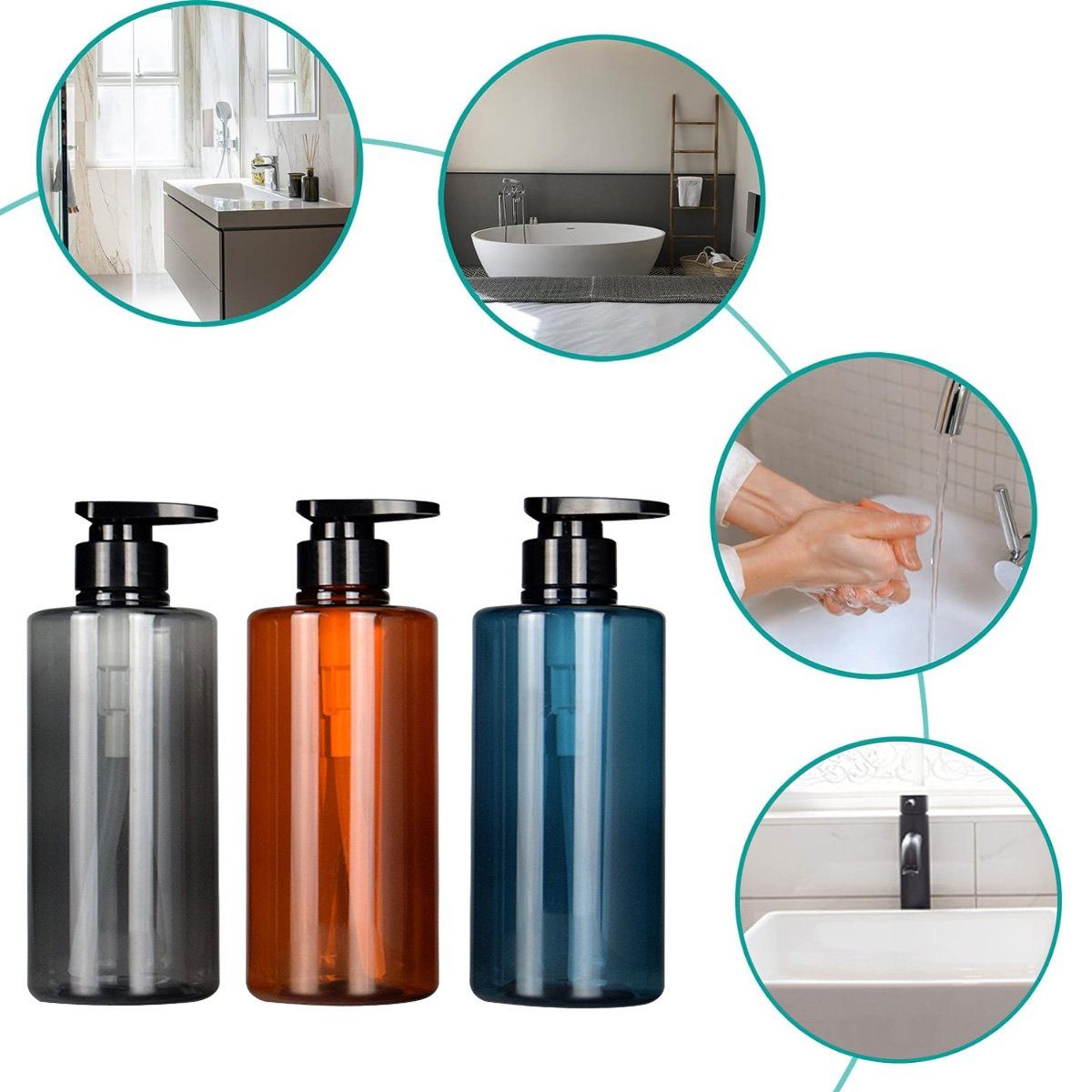 Jormftte Seifenspender Seifenspender,Reiseflaschen Set,Duschgelspender,für Küche Blau1 Bad und