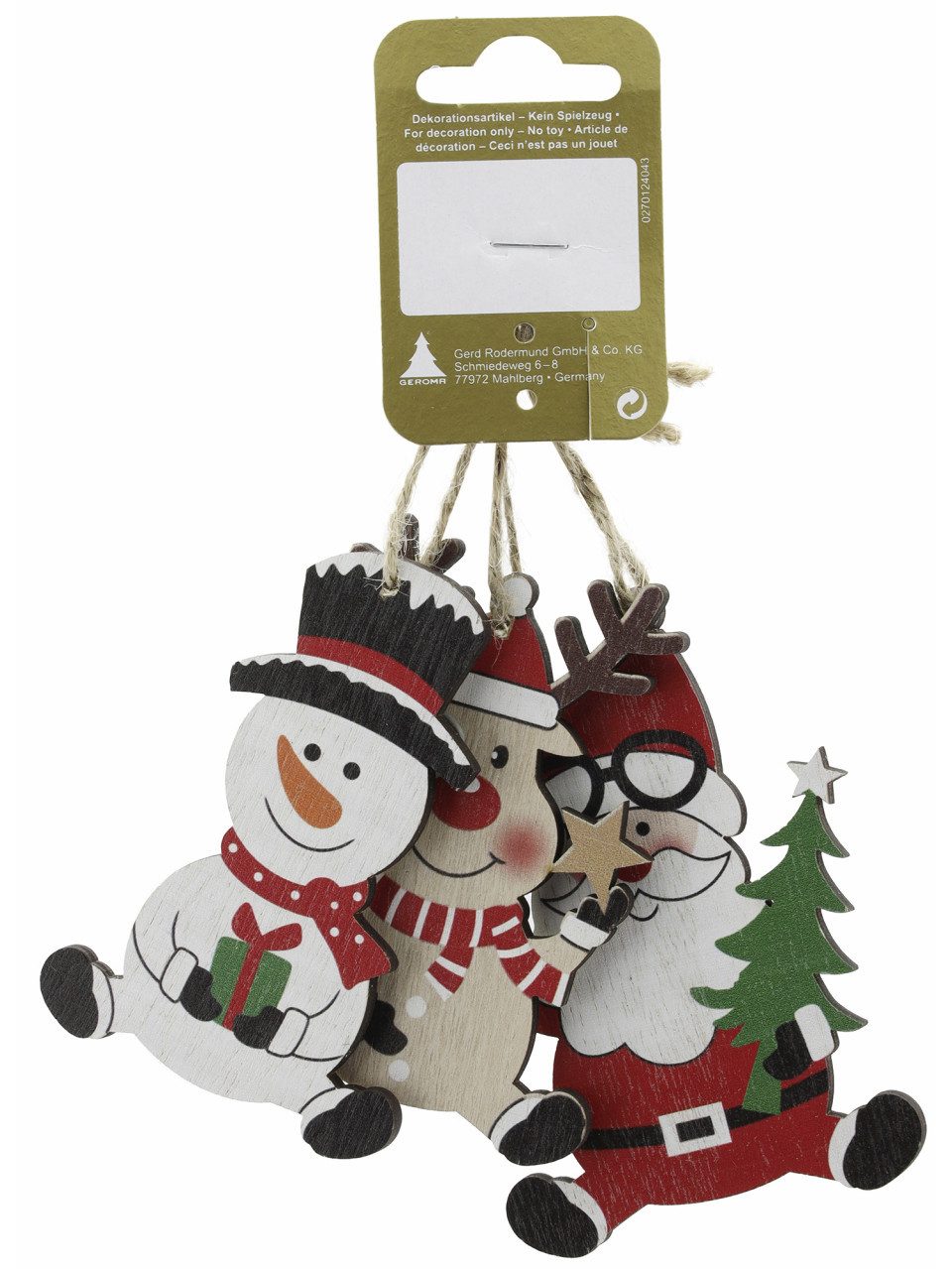 Rodermund Christbaumschmuck Weihnachtsanhäger-Set aus Holz 3 Motive 9,5 cm günstig online kaufen
