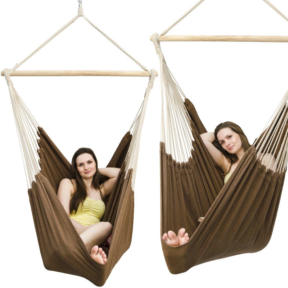 eyepower Hängestuhl XXL Hängesessel Hängestuhl Baumwolle Hängesitz, 185 x 130 x 155 cm