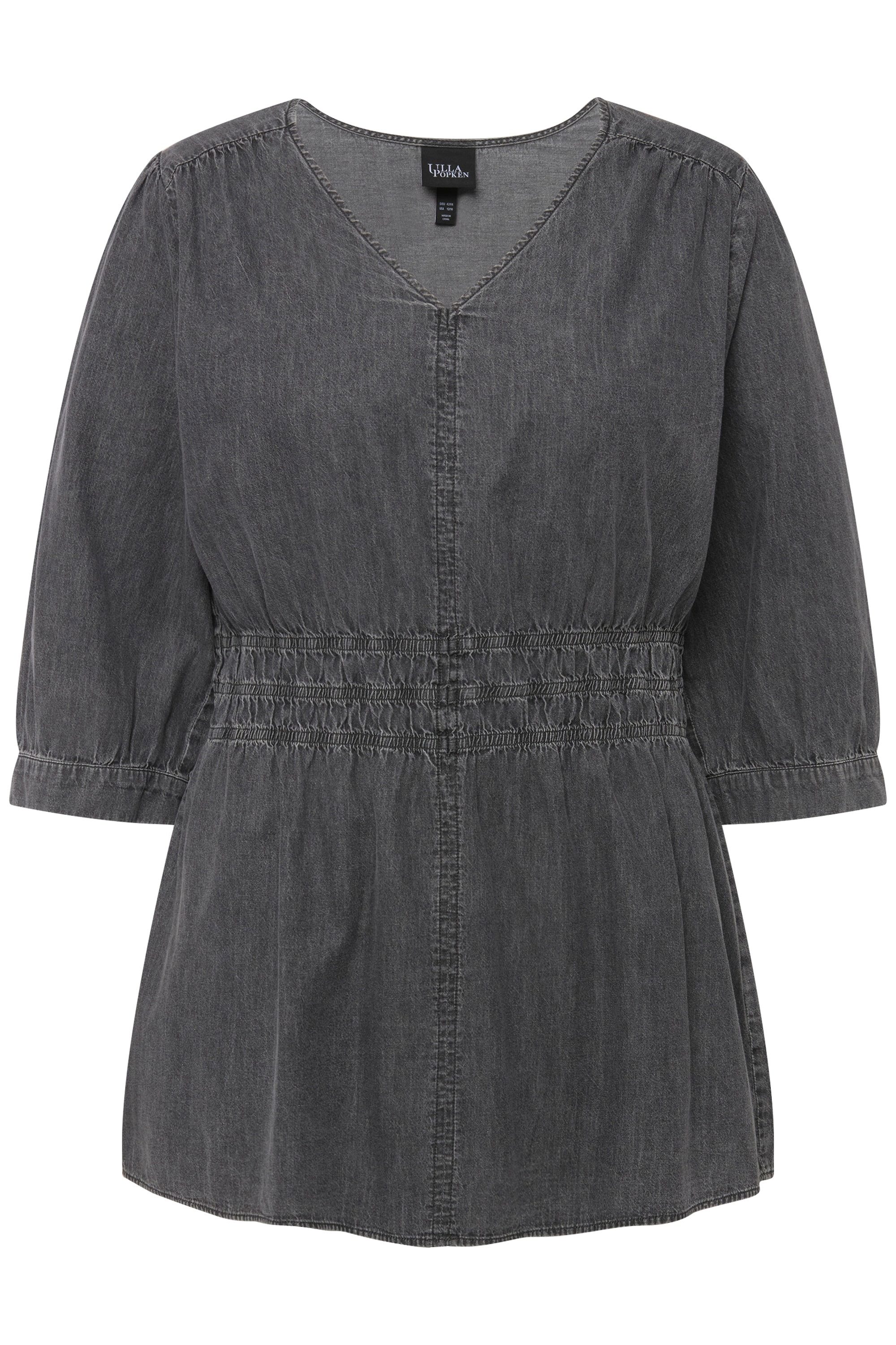 Ulla Popken Longbluse Jeansbluse Quernaht A-Linie günstig online kaufen