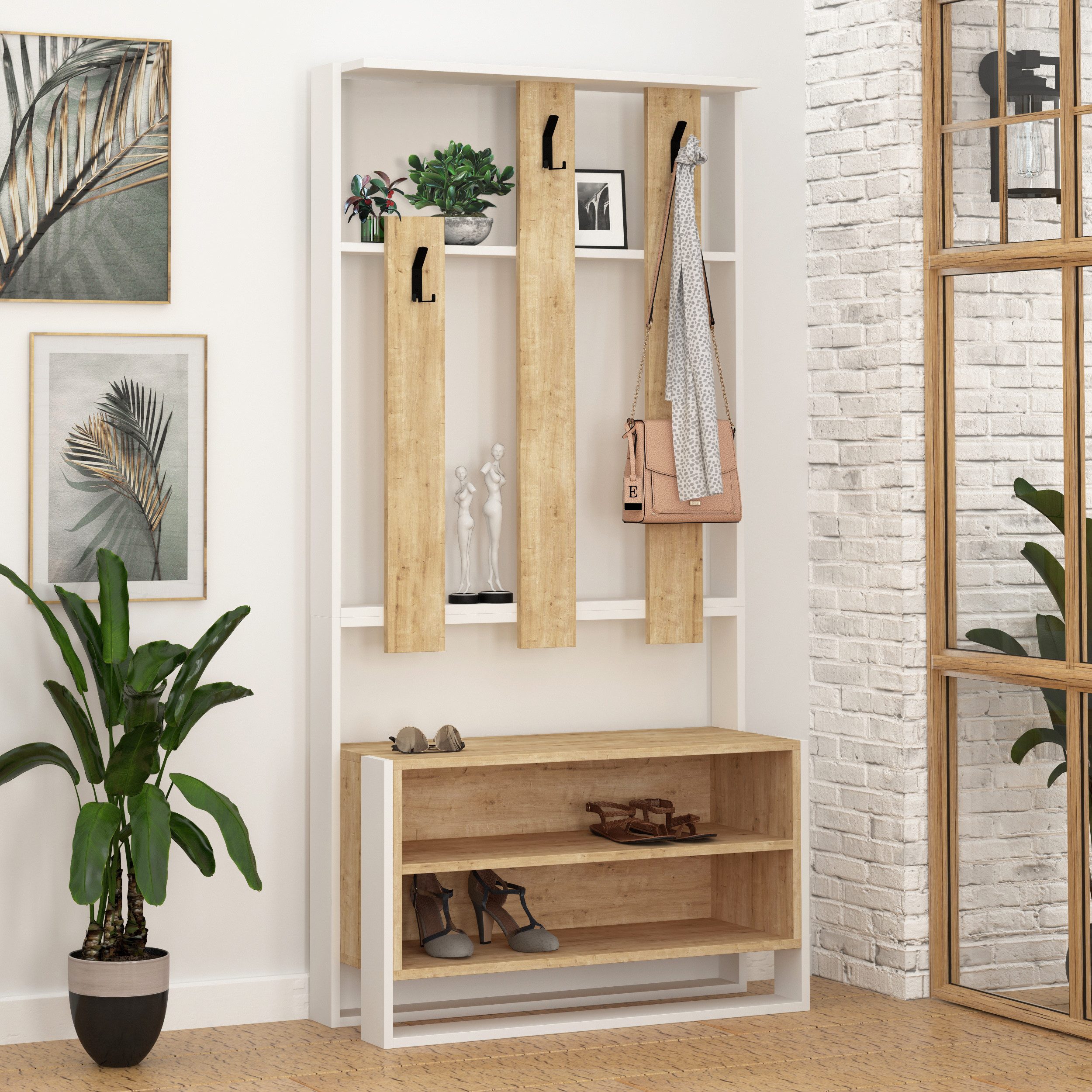 Decortie Garderobenständer Chester, Garderobenset, Dielenständer, 90 x 36 x 180 cm