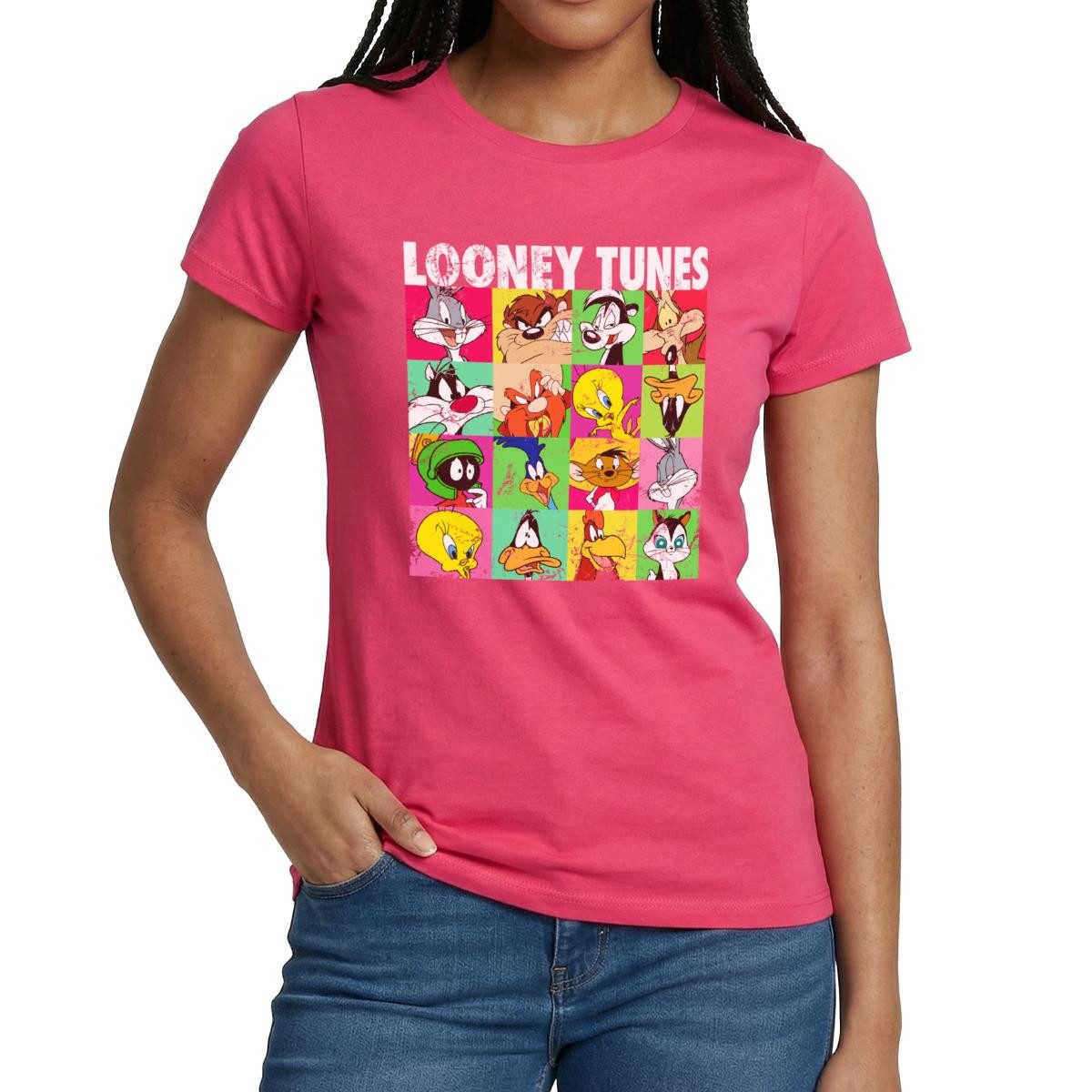 T-Shirt Looney Tunes Charaktere Kachel Frauen T-Shirt