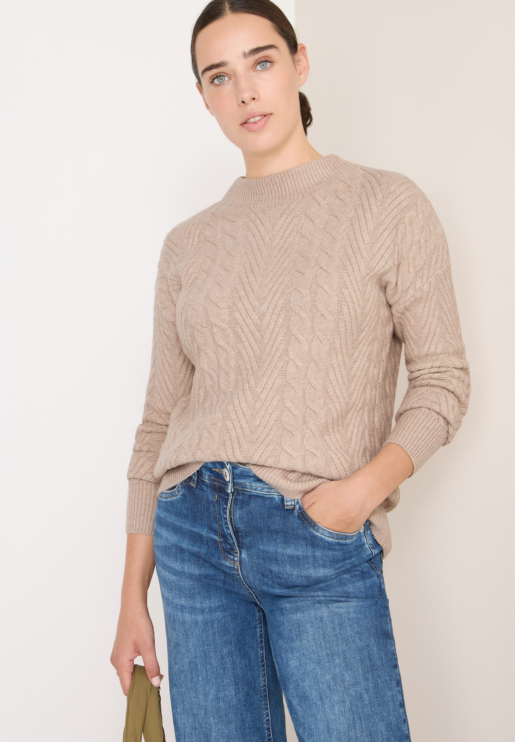 CECIL Strickpullover mit Turtle Neck, Zopfmuster günstig online kaufen