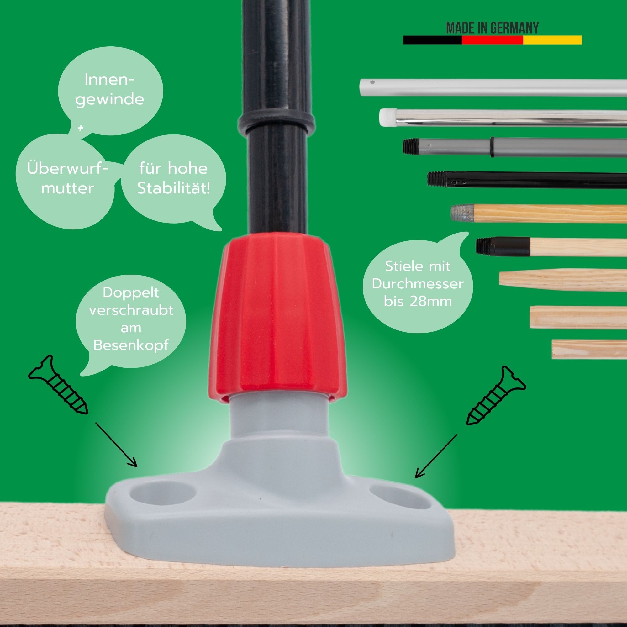 Novaliv Staubbesen - (1-St), Besenkopf mit Stiel