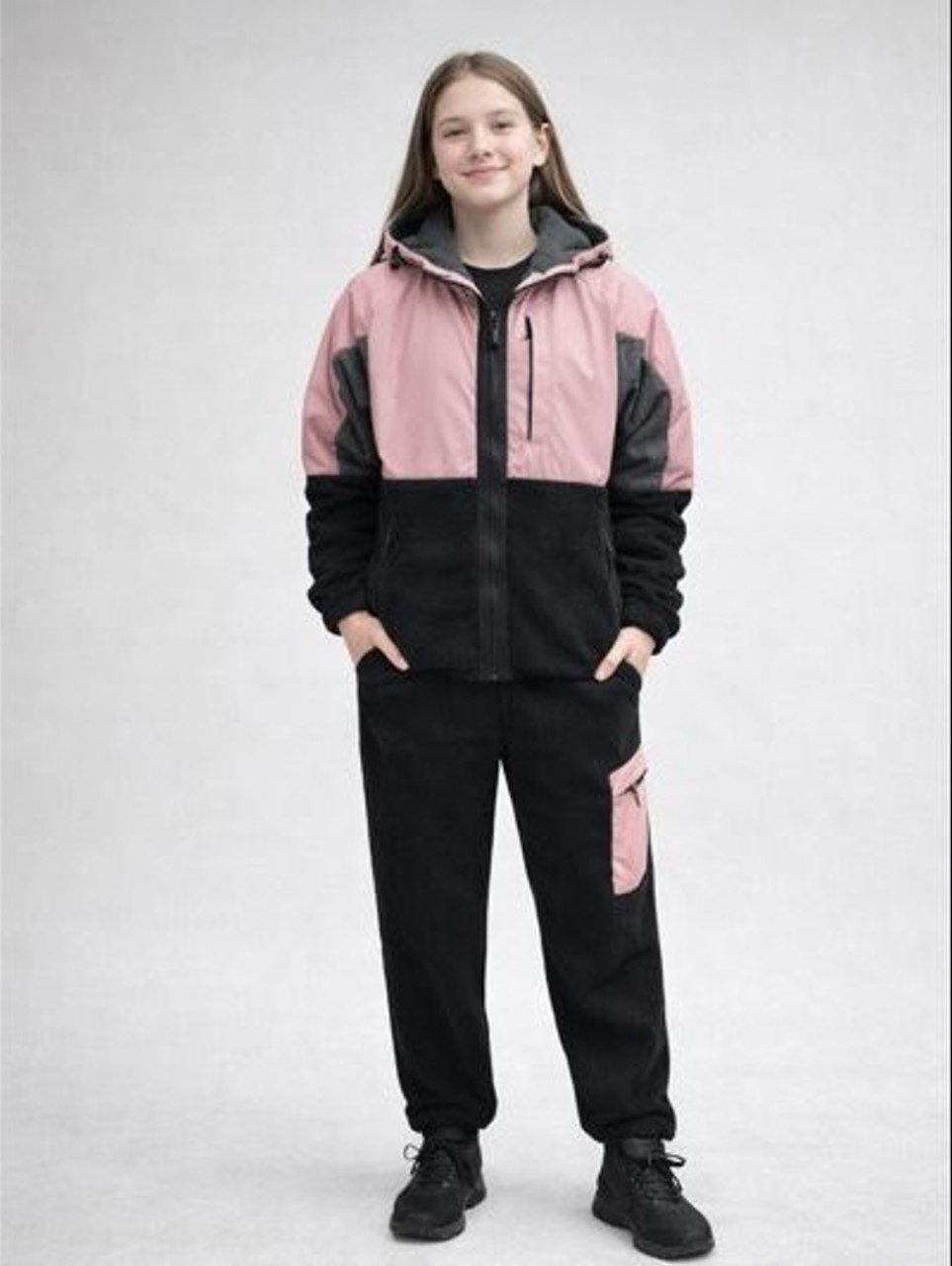 Hessis Freizeitanzug Gefütterter Jogginganzug für Jungen und Mädchen 2-tlg. JF384 (Set, 2-tlg., Jacke mit Jogginghose), bestehend aus Jacke und Jogginghose, Gefüttert