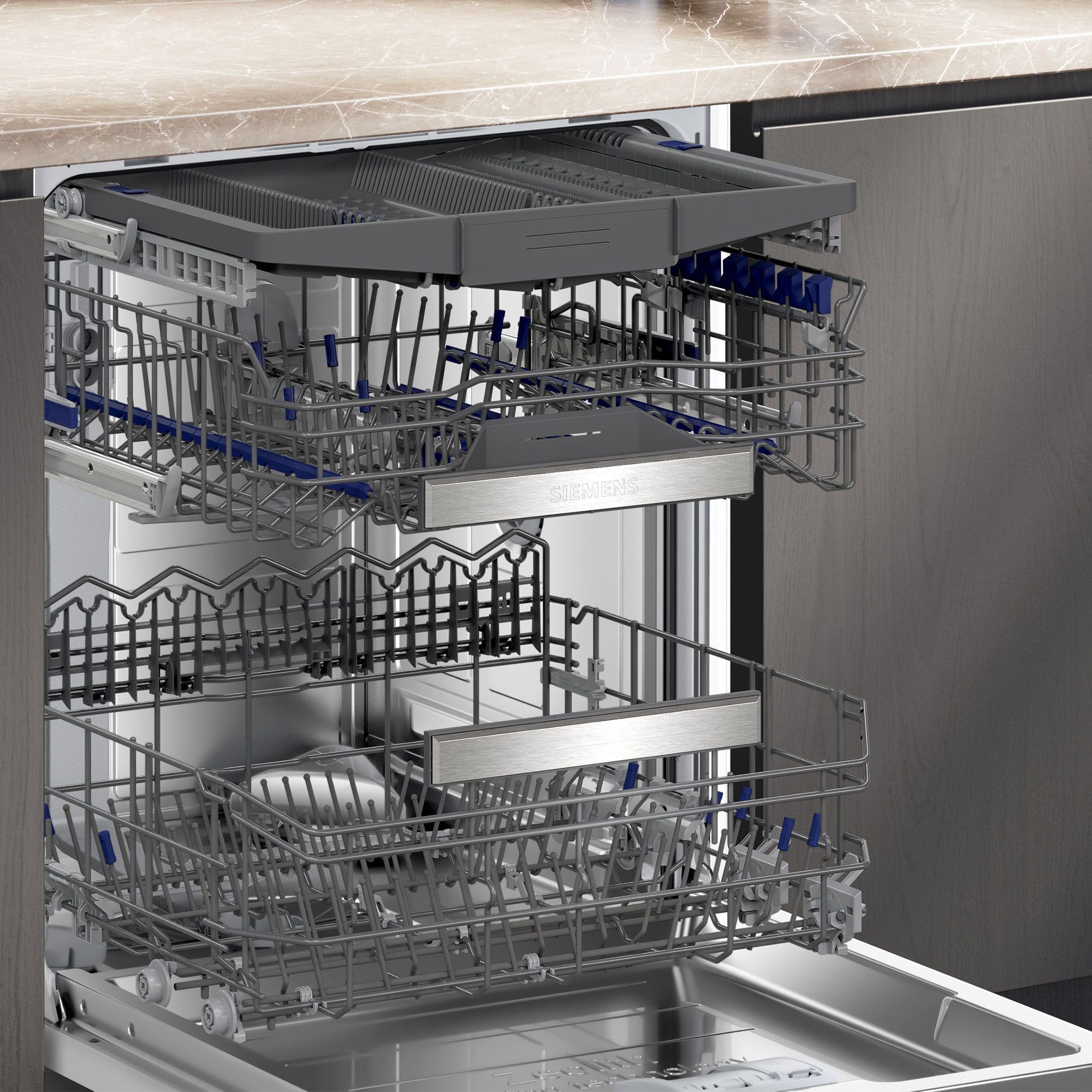 SIEMENS teilintegrierbarer Geschirrspüler iQ700 SN57TS00CE, 14 Maßgedecke, autoOpen dry (Eco Trocknung) mit Wärmetauscher