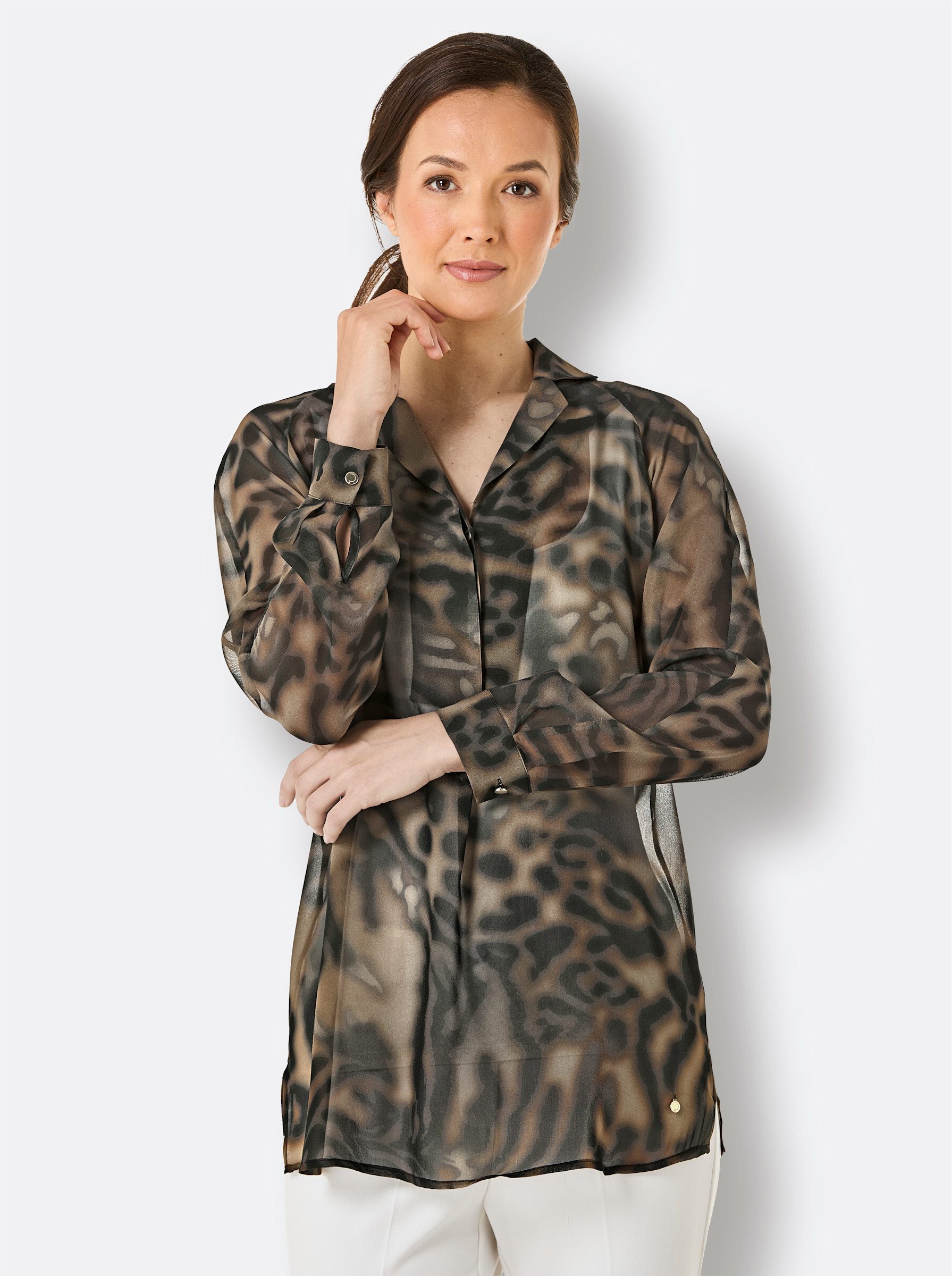 creation L Klassische Bluse Seiden-Longbluse Langarm