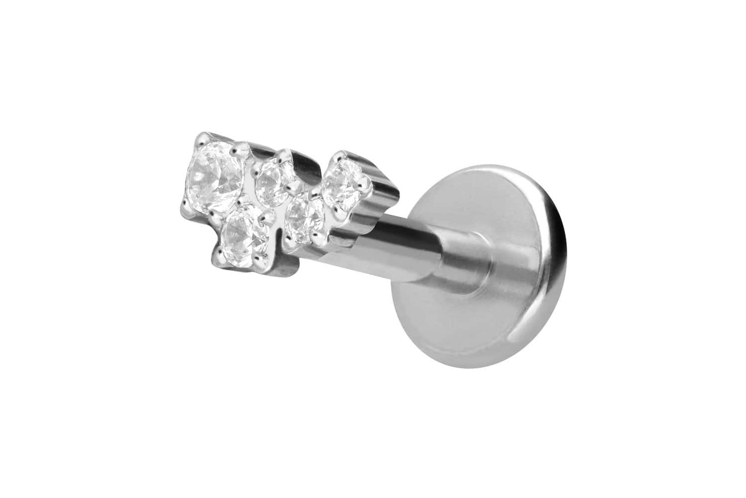 Piercing-Set Titan Labret mit Innengewinde KRISTALLWOLKE
