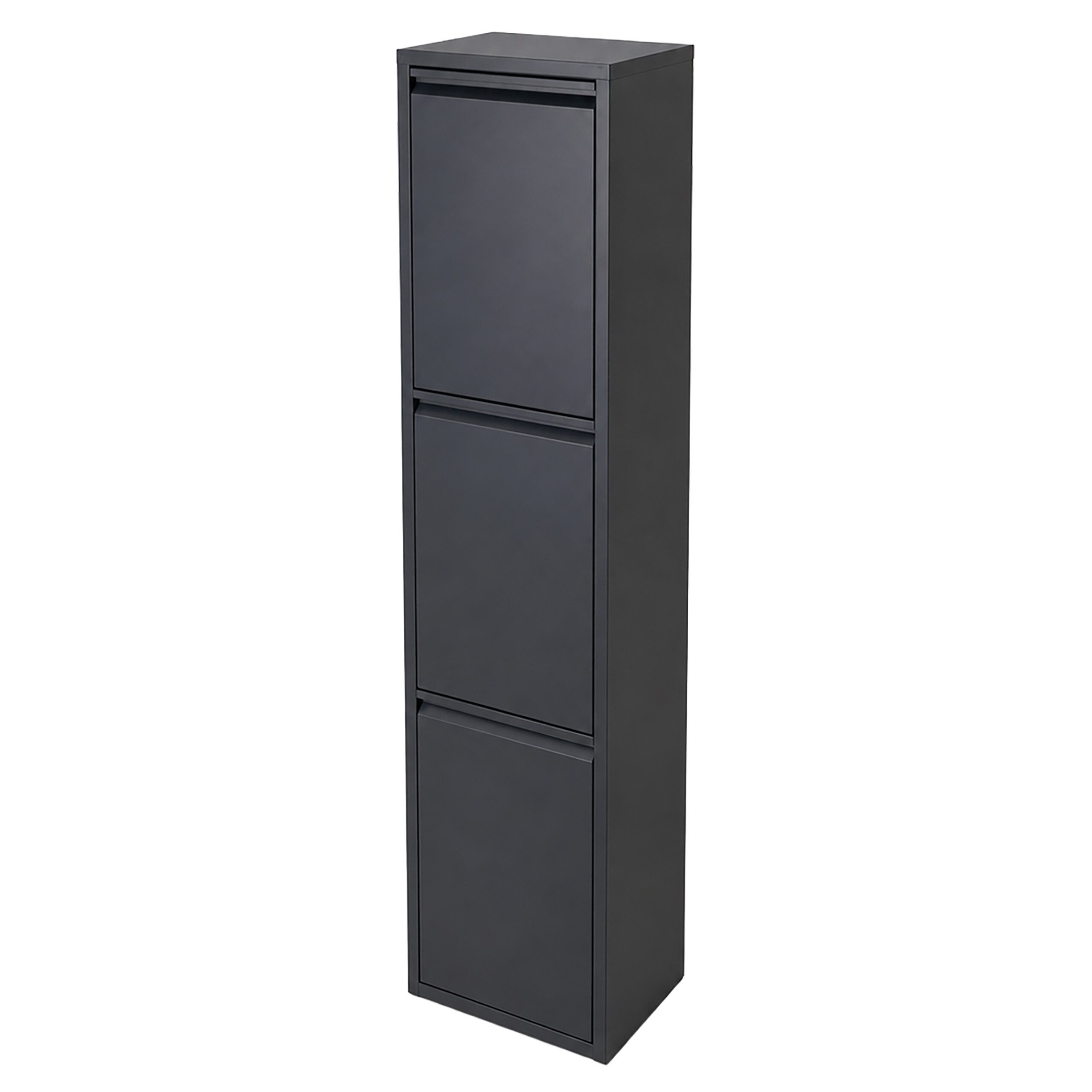 relaxdays Mülltrennsystem Mülleimer 3 Fächer 3x18 l, Anthrazit