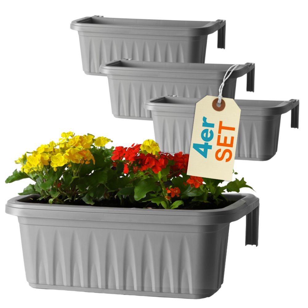 GarPet Balkonkasten 4er Set Blumenkasten Balkon Geländer Kasten Halterung W günstig online kaufen