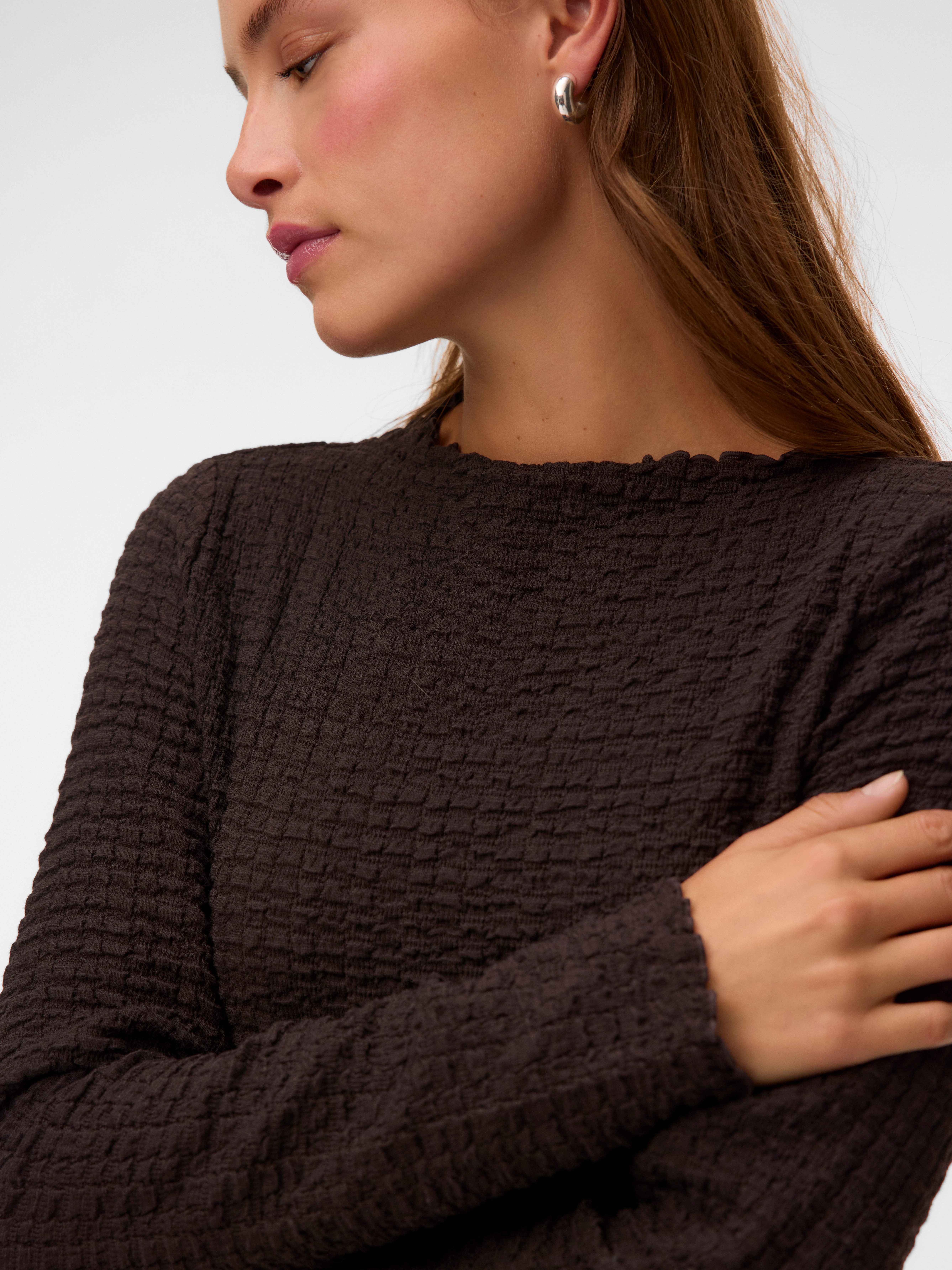 Vero Moda Langarmshirt VMZIA LS FUNNEL NECK TOP JRS NOOS Baumwollmischung, regular fit – Bild 3 von 5