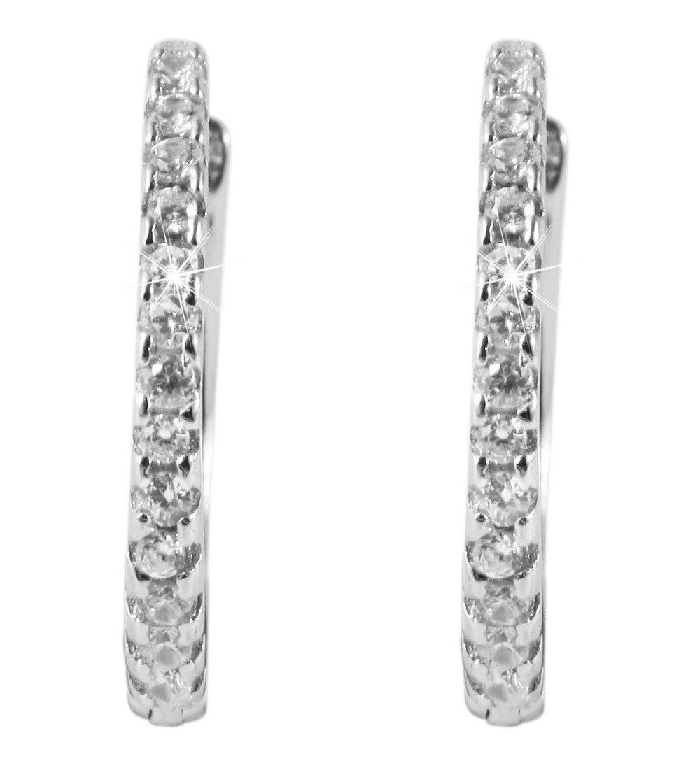 Adelia´s Klappcreolen Ohrringe – Klappcreole aus 925 Silber mit Zirkonia, Zum Verschenken – ideal zum einfach so