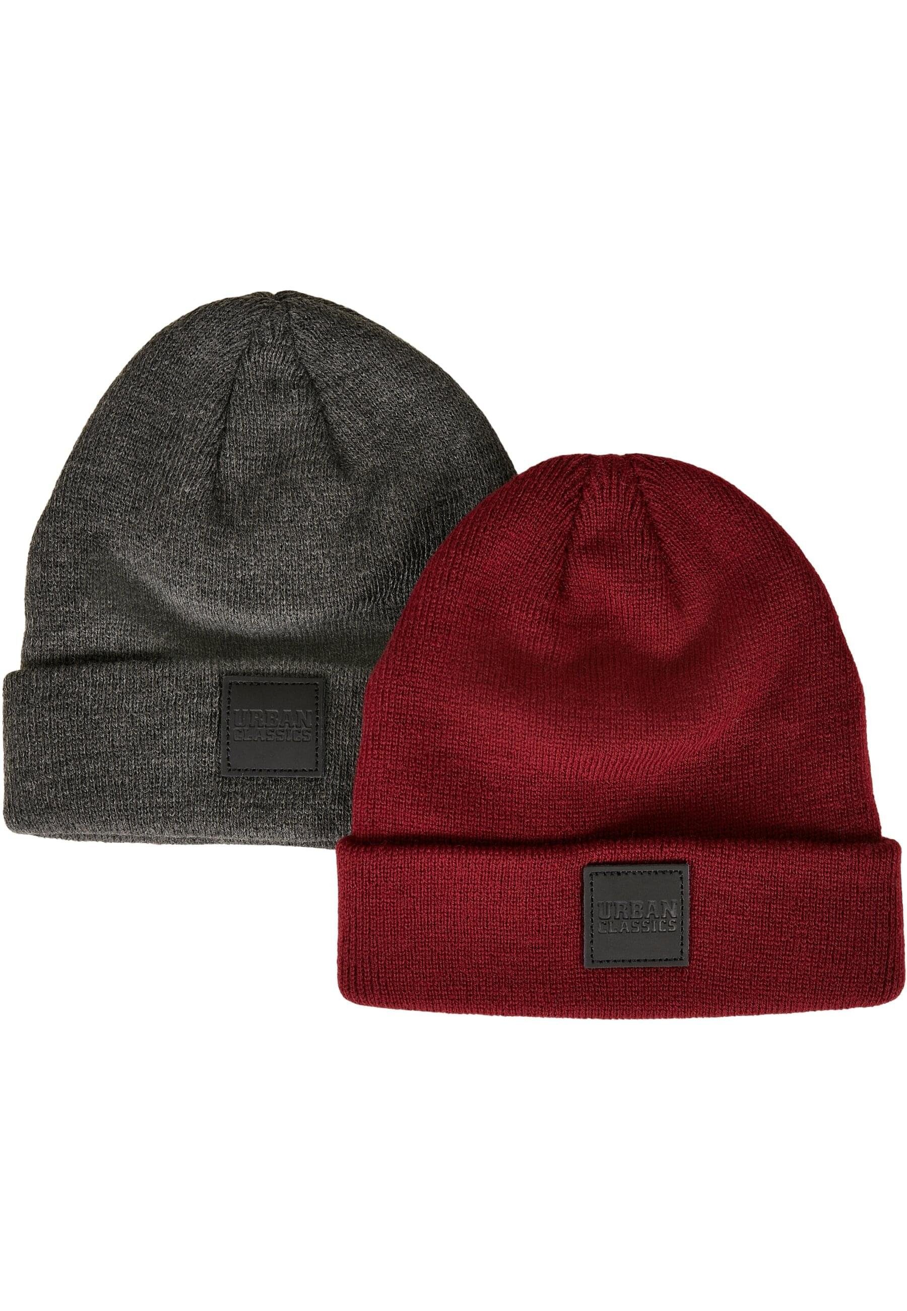 charcoal Beanie Kids 2-Pack (1-St) Damen CLASSICS burgundy Logopatch URBAN Beanie