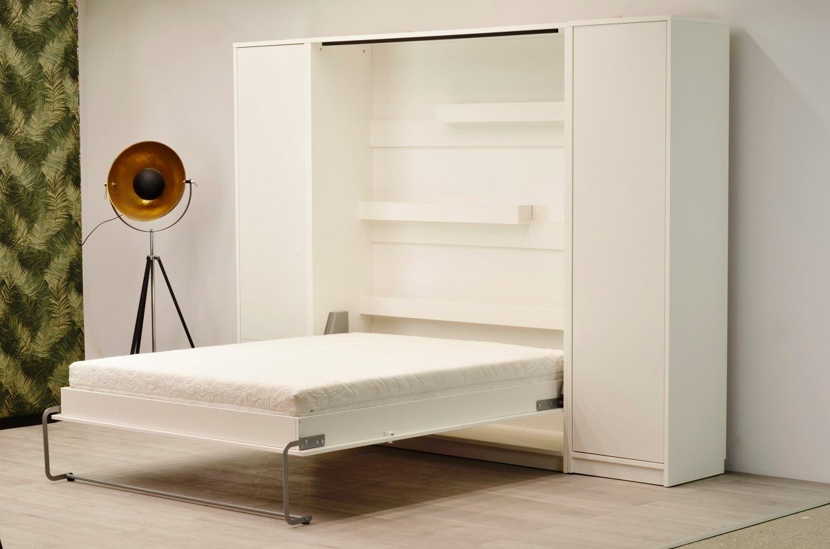 QMM TraumMöbel Schrankbett Wandbett modern vertikal GN 160 x 200 mit 2 Schränken (Set, 3-St) vertikal klappbar