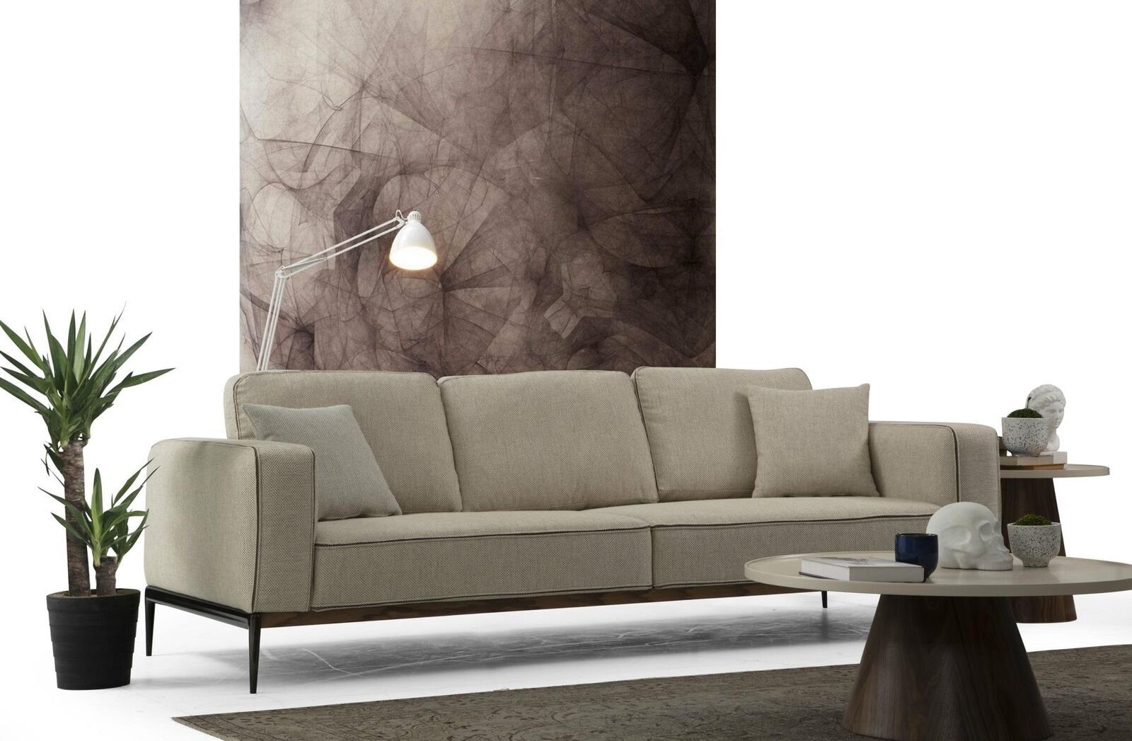 in Zweisitzer Europa Design JVmoebel Modern Sitzer 2 Sofas Wohnzimmer Beige, 1 2-Sitzer Stoff Teile, Sofa Made