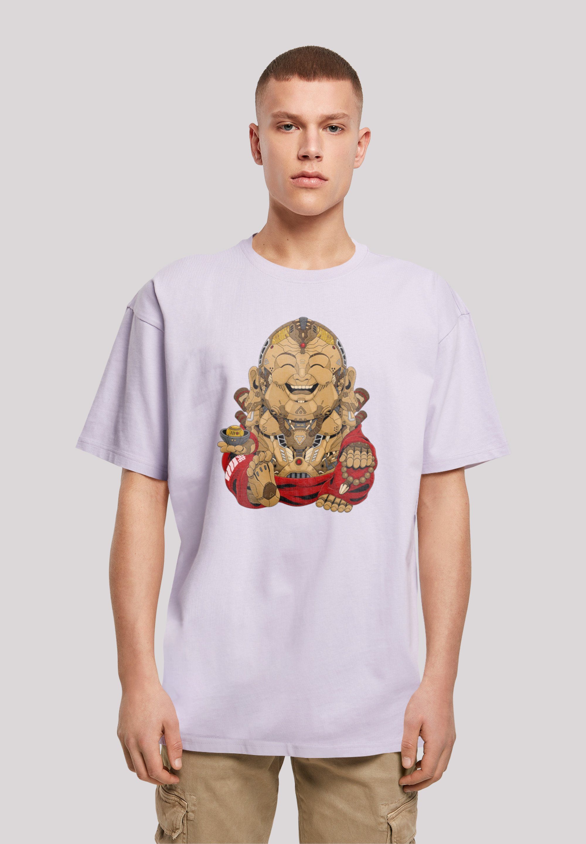 F4NT4STIC T-Shirt Happy Cyber Buddha CYBERPUNK STYLES Print lilac