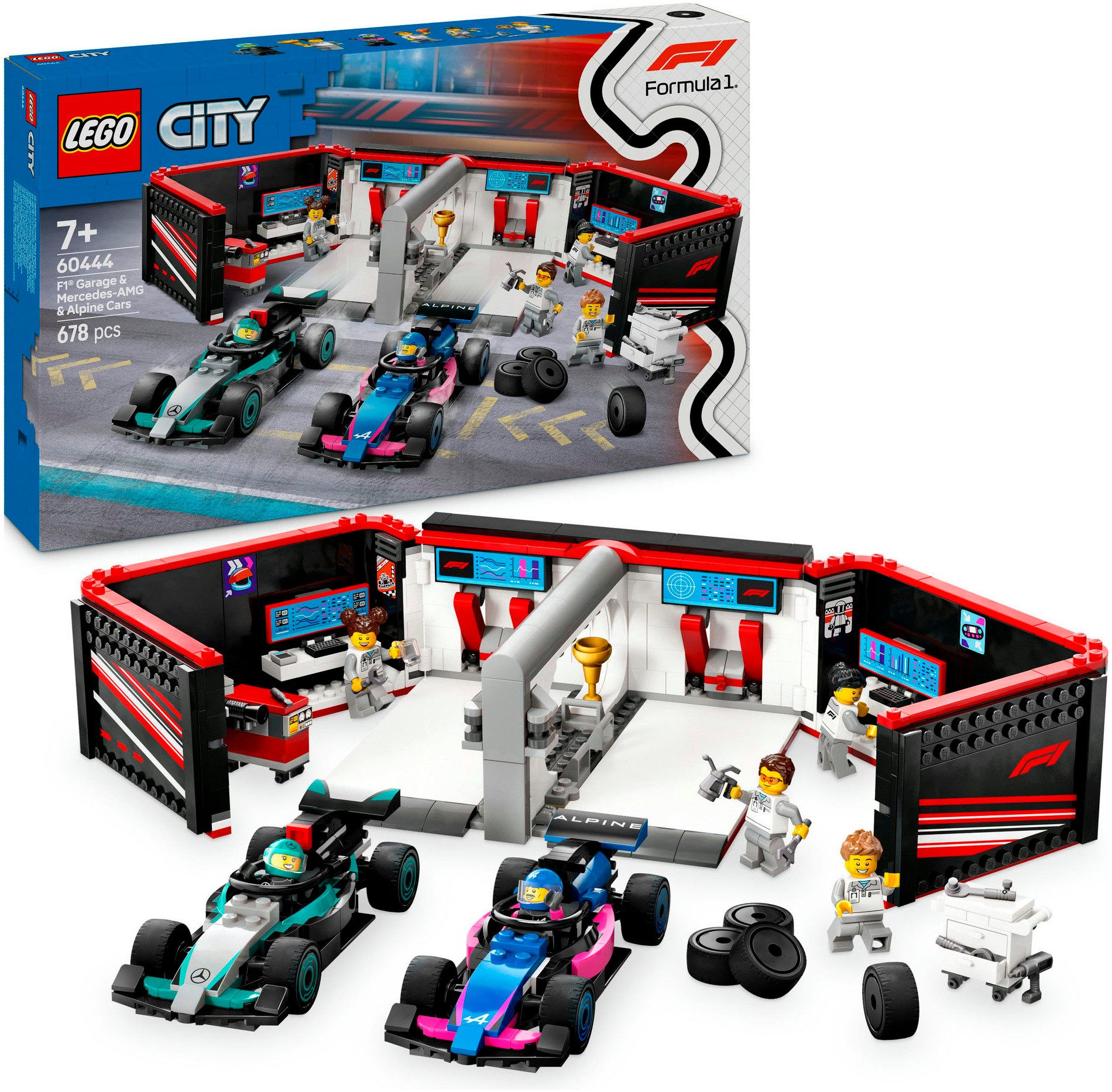 LEGO® F1® Garage mit Mercedes-AMG & Alpine Rennautos (60444), LEGO City Kon günstig online kaufen