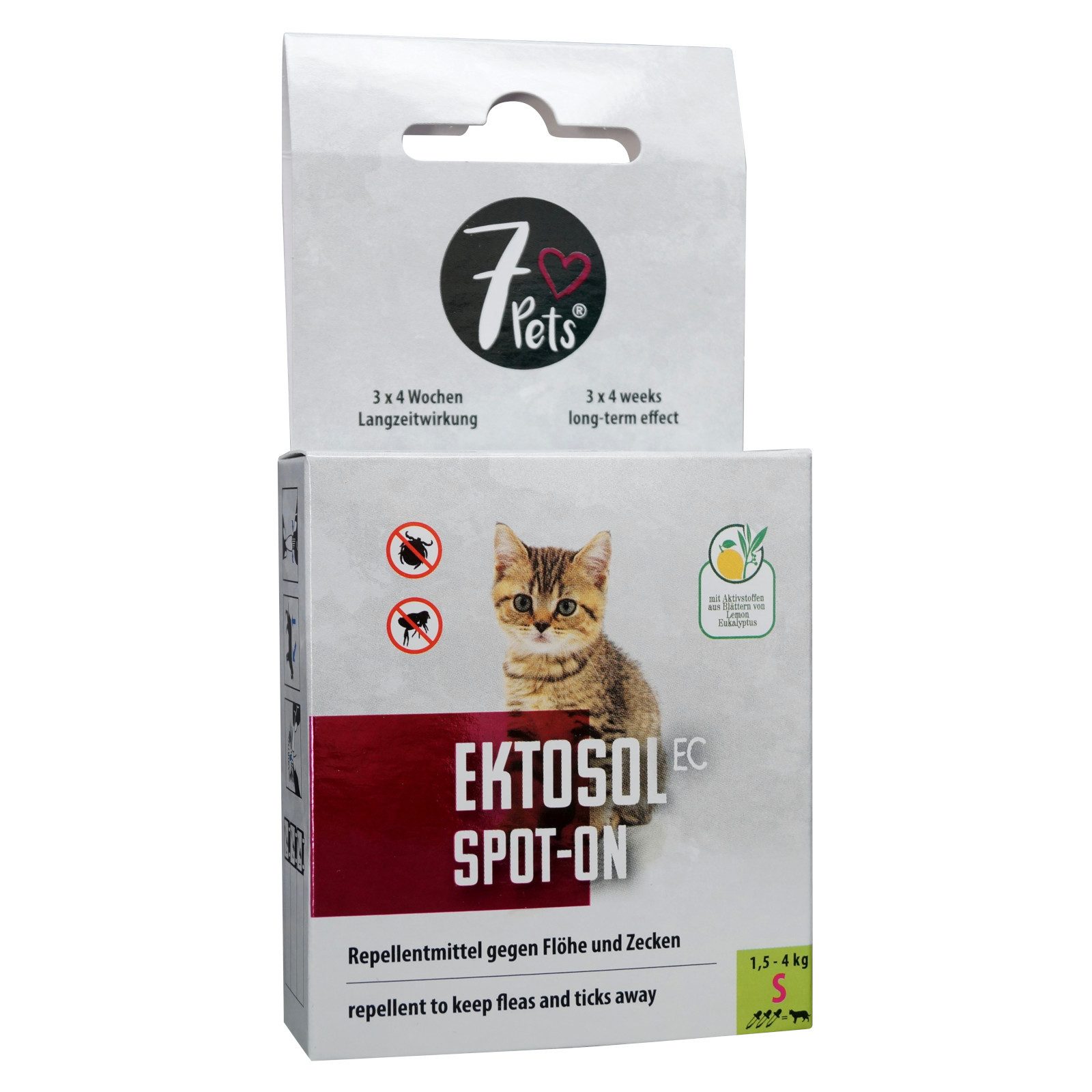 7Pets Zeckenschutzmittel Ektosol EC Spot-On für Katzen, S 3x 0,7 ml, 2.1 ml