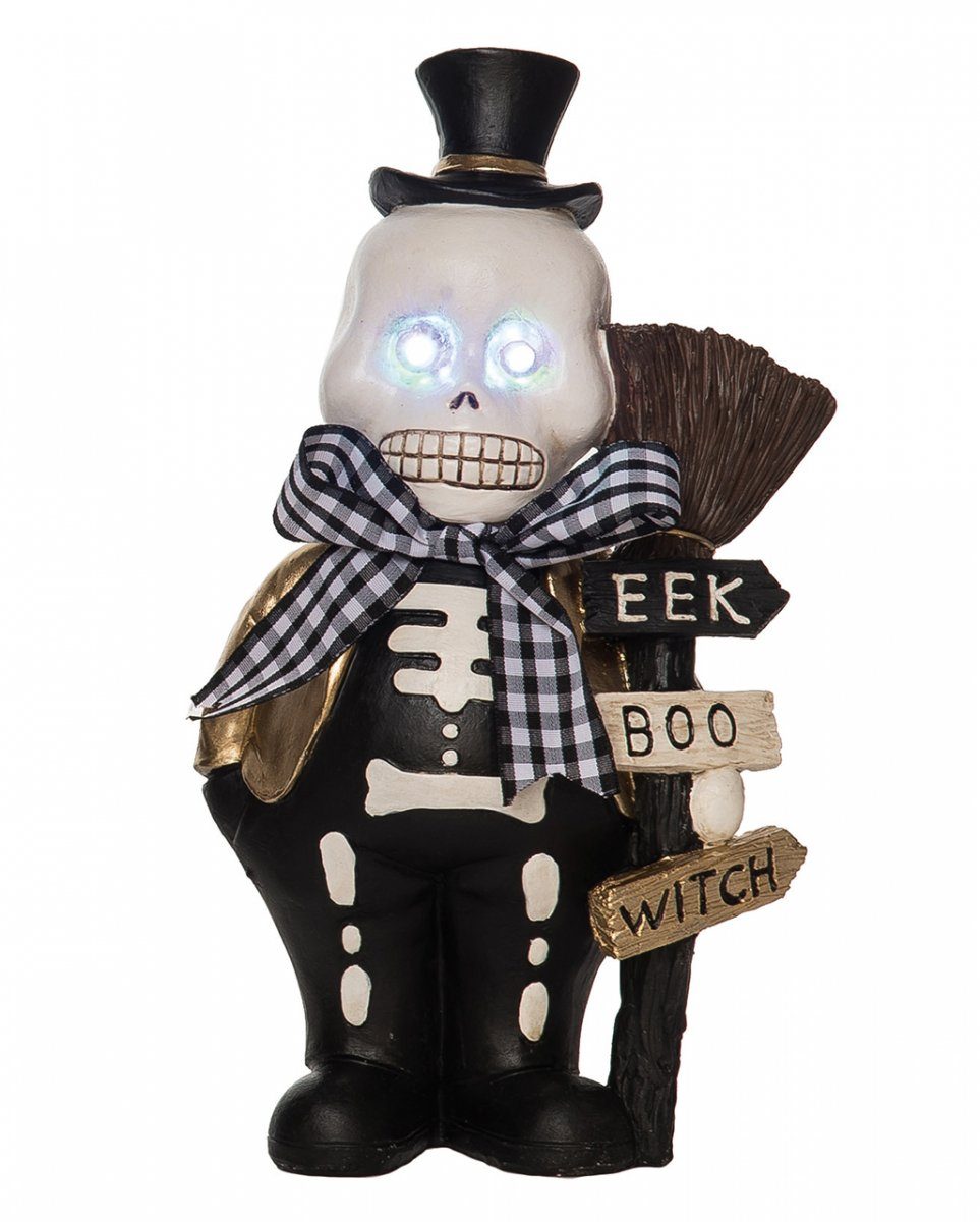 Edles Skelett Dekofigur Horror-Shop Halloween mit Augen leuchtenden 25cm