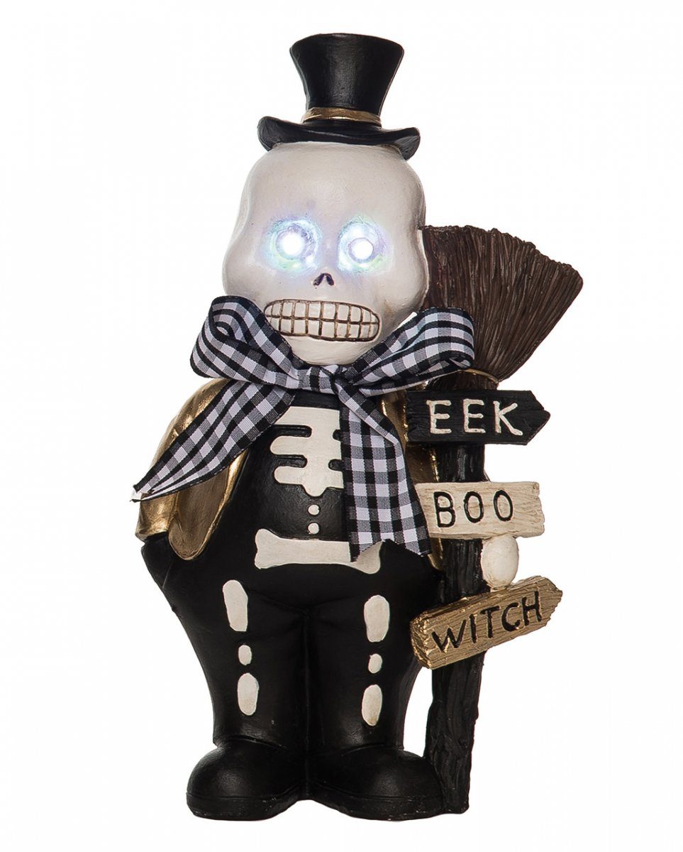 Dekofigur Edles Halloween Skelett mit leuchtenden Augen 25cm