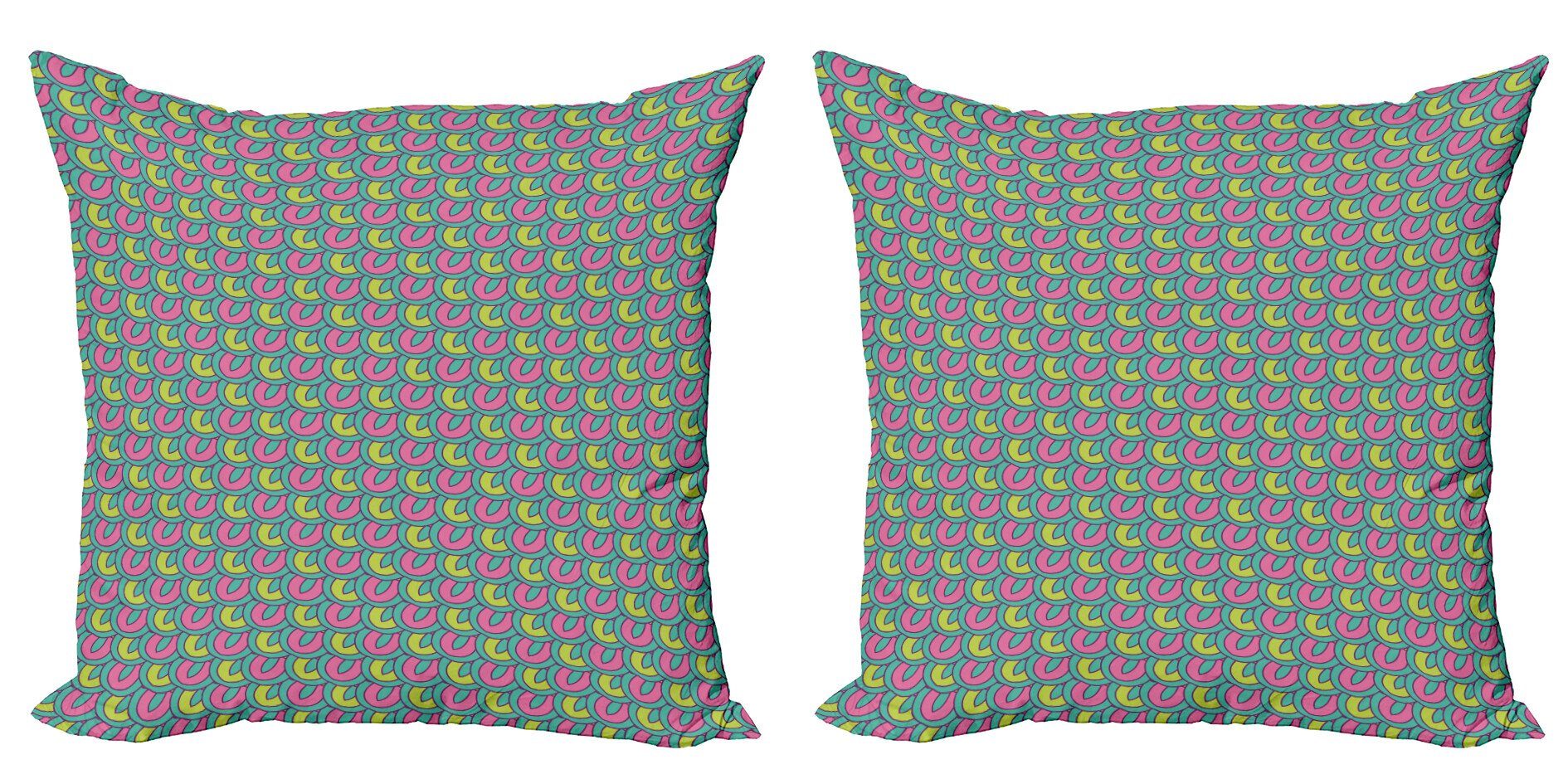 Kissenbezüge Modern Accent Doppelseitiger Digitaldruck, Abakuhaus (2 Stück), Abstrakt Retro Overlap-Motiv