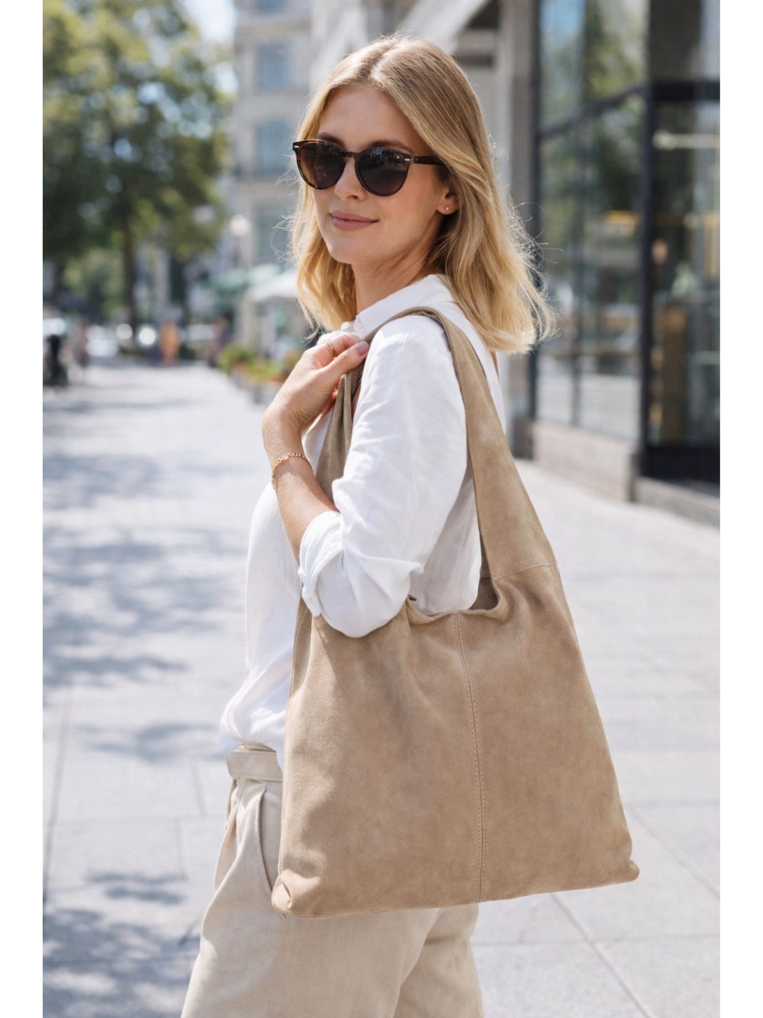 BRISE TASCHE Schultertasche Wildleder Shopper – große Damen Schultertasche, günstig online kaufen