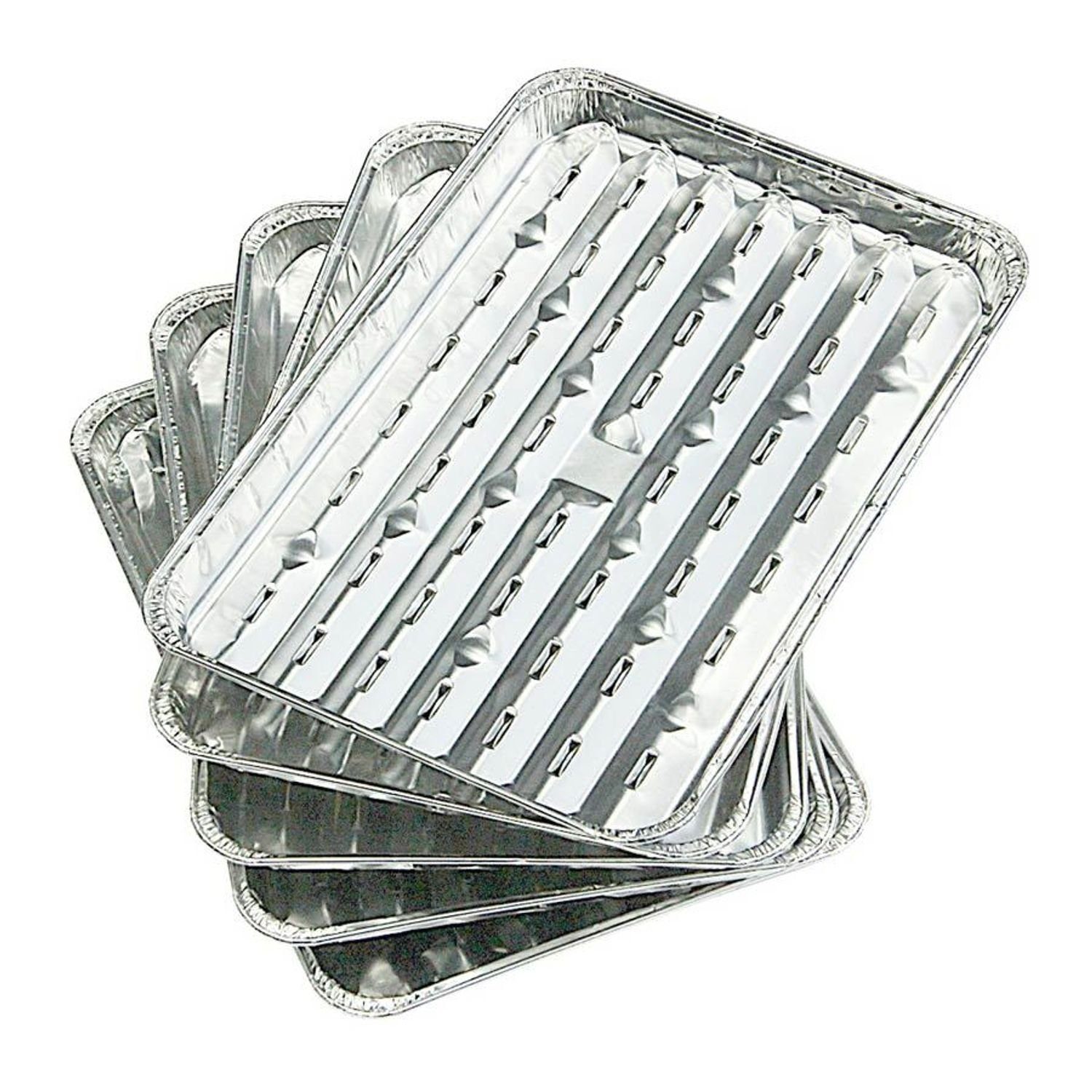 BURI Grillpfanne Alu-Grillpfannen 5er-Set Grillschale Grillrost Grillpfanne Grillkorb, Aluminium