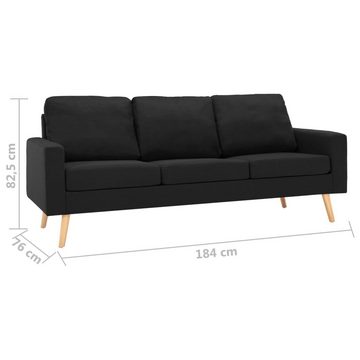 furnicato 3-Sitzer 3-Sitzer-Sofa Schwarz Stoff