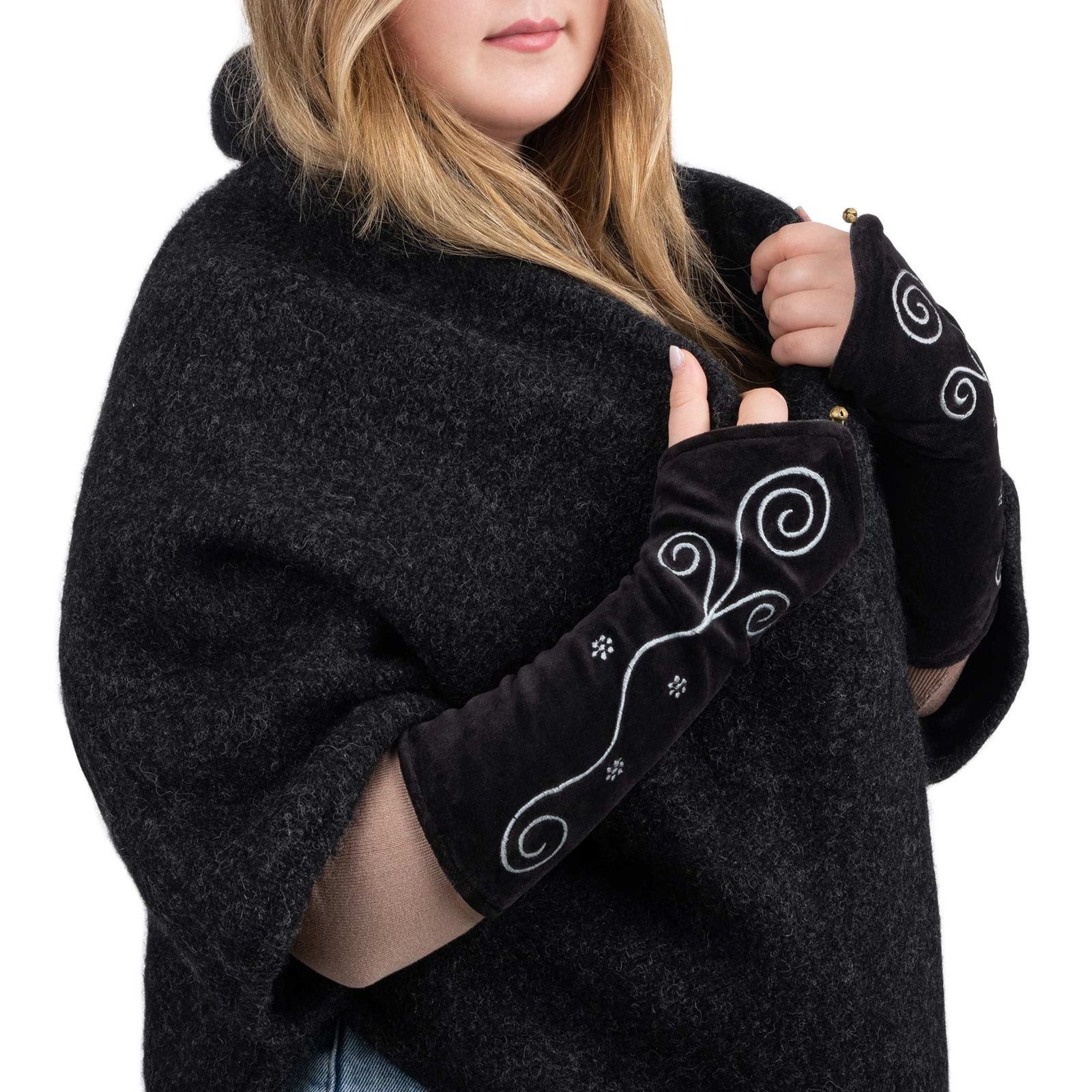 KUNST UND MAGIE Armstulpen Samt Stulpen Armstulpen Handwärmer Pulswärmer Handschuhe Boho Armlinge – Bild 4 von 5