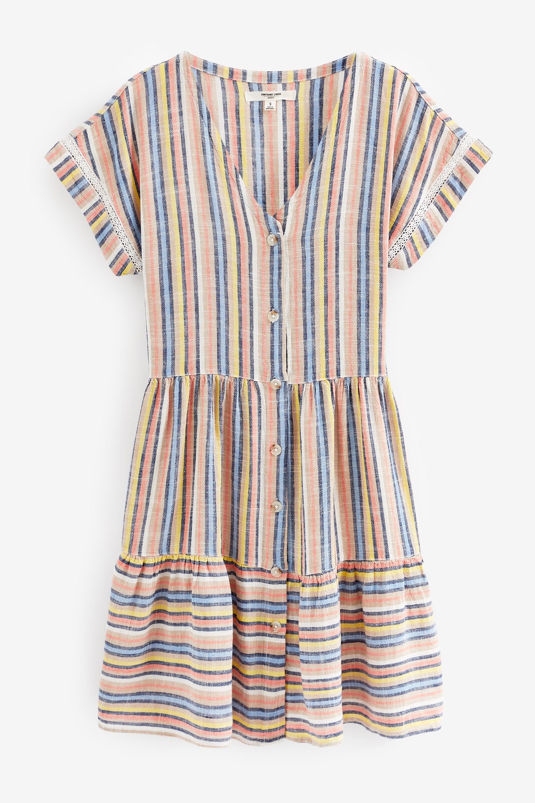Next Minikleid Gestuftes Minikleid aus Leinengemisch, günstig online kaufen