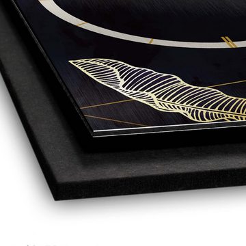 Kreative Feder Wanduhr 3D Designer-Wanduhr Golden Leaves (ohne Ticken; Funk- oder Quarzuhrwerk; elegant, außergewöhnlich, modern)
