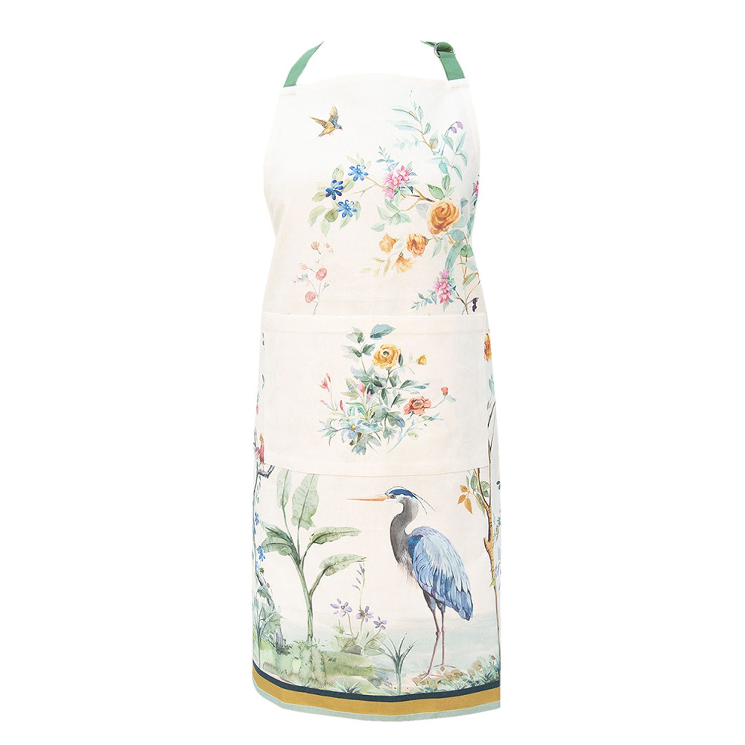 Clayre & Eef Kochschürze Birds in Paradise, (Set, 1-tlg., 1-teilig), Küchenschürze Nackenband aufgesetzte Tasche ca.70x85cm Baumwolle