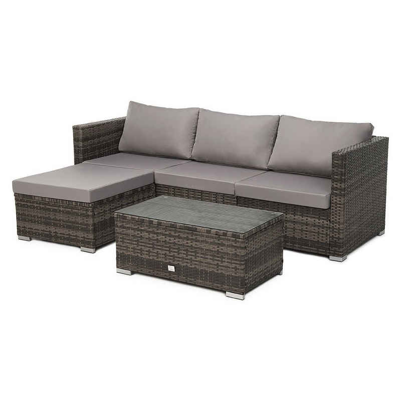 SVITA Loungeset QUEENS, (Set, 4-tlg., Garten-Lounge), verschiedene Stellmöglichkeiten, breite Armlehnen, inkl. Tisch