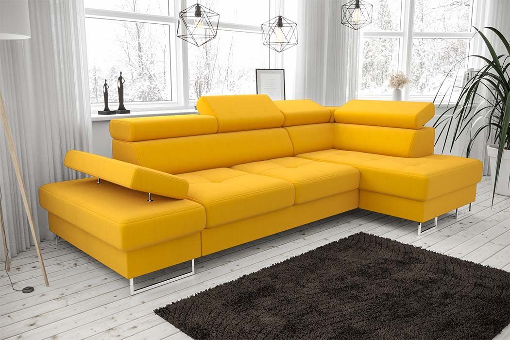 in Polster Sofa Form Couch Ecksofa Wohnlandschaft Ecksofa, L JVmoebel Gelb Sofas Europe Design Made