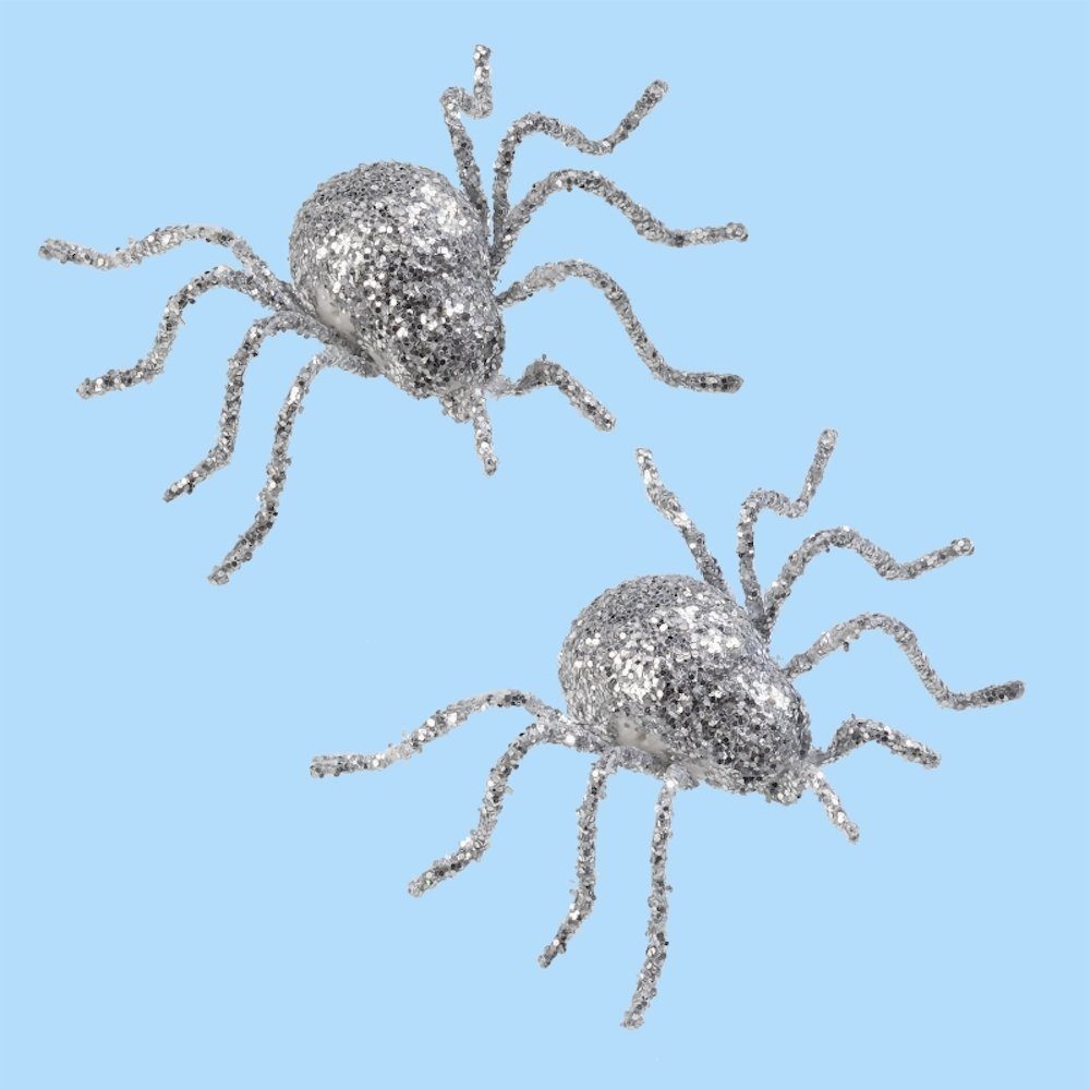 HobbyFun Bastelperlen CREApop® Spinne, silber glitzer, ca. 4cm, 2 Stück