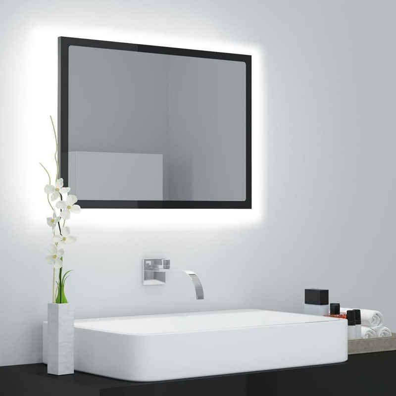 vidaXL Badezimmerspiegelschrank LED-Badspiegel Hochglanz-Schwarz 60x8,5x37 cm Acryl (1-St)