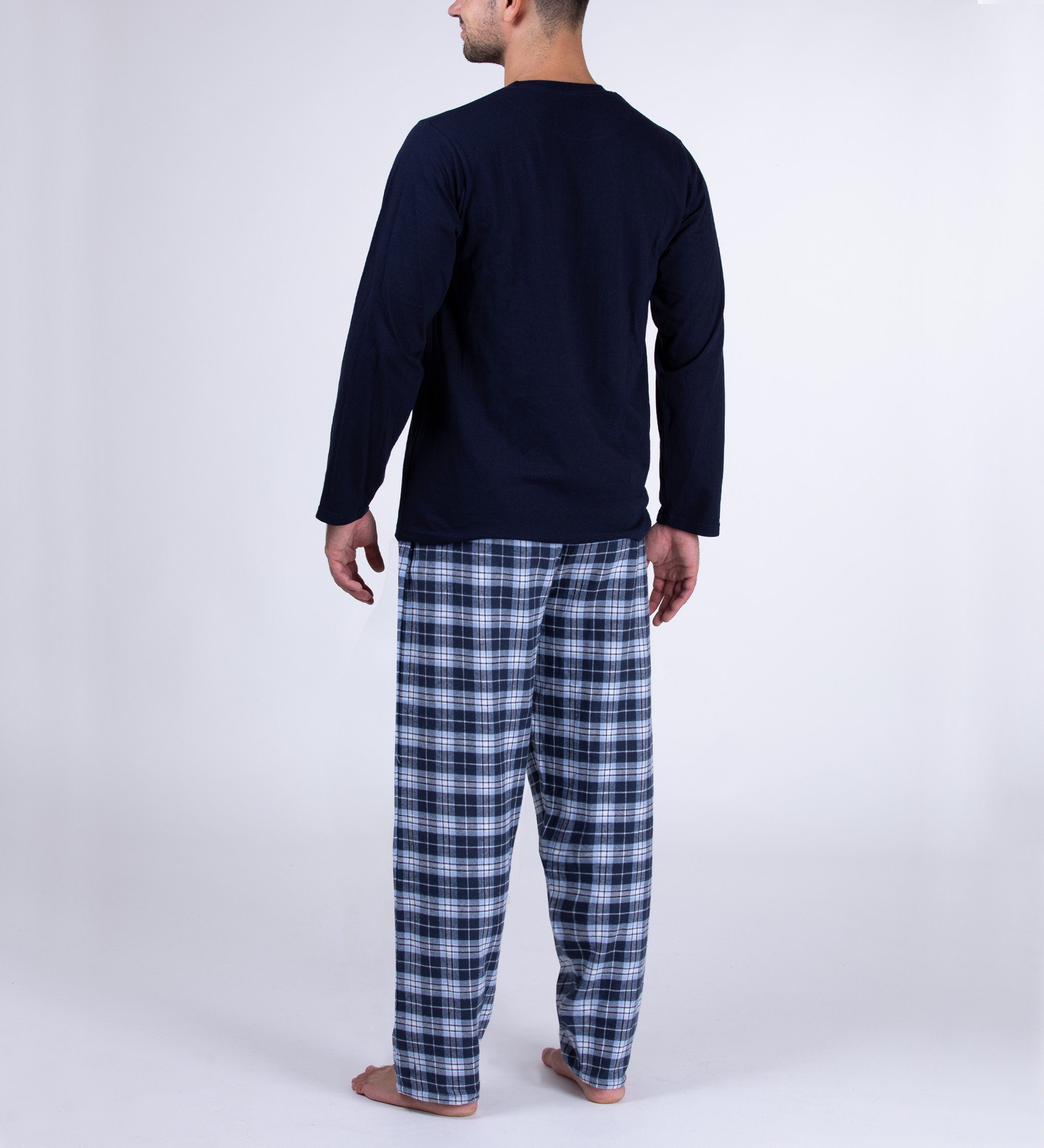 Moonline Pyjama Herren Schlafanzug mit Flanellhose