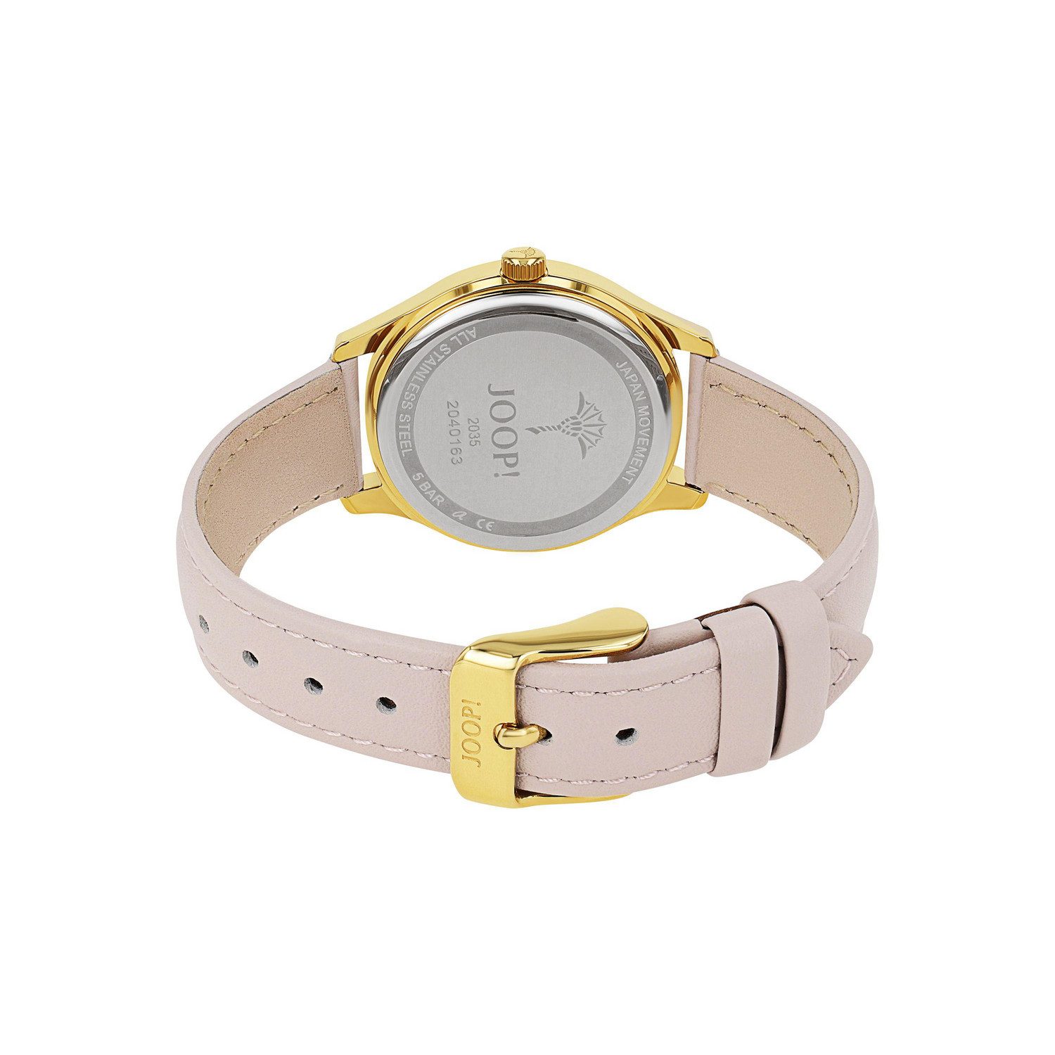 JOOP! Quarzuhr 2040163, Armbanduhr, Damenuhr, Lederarmband, analog, Kristallsteine