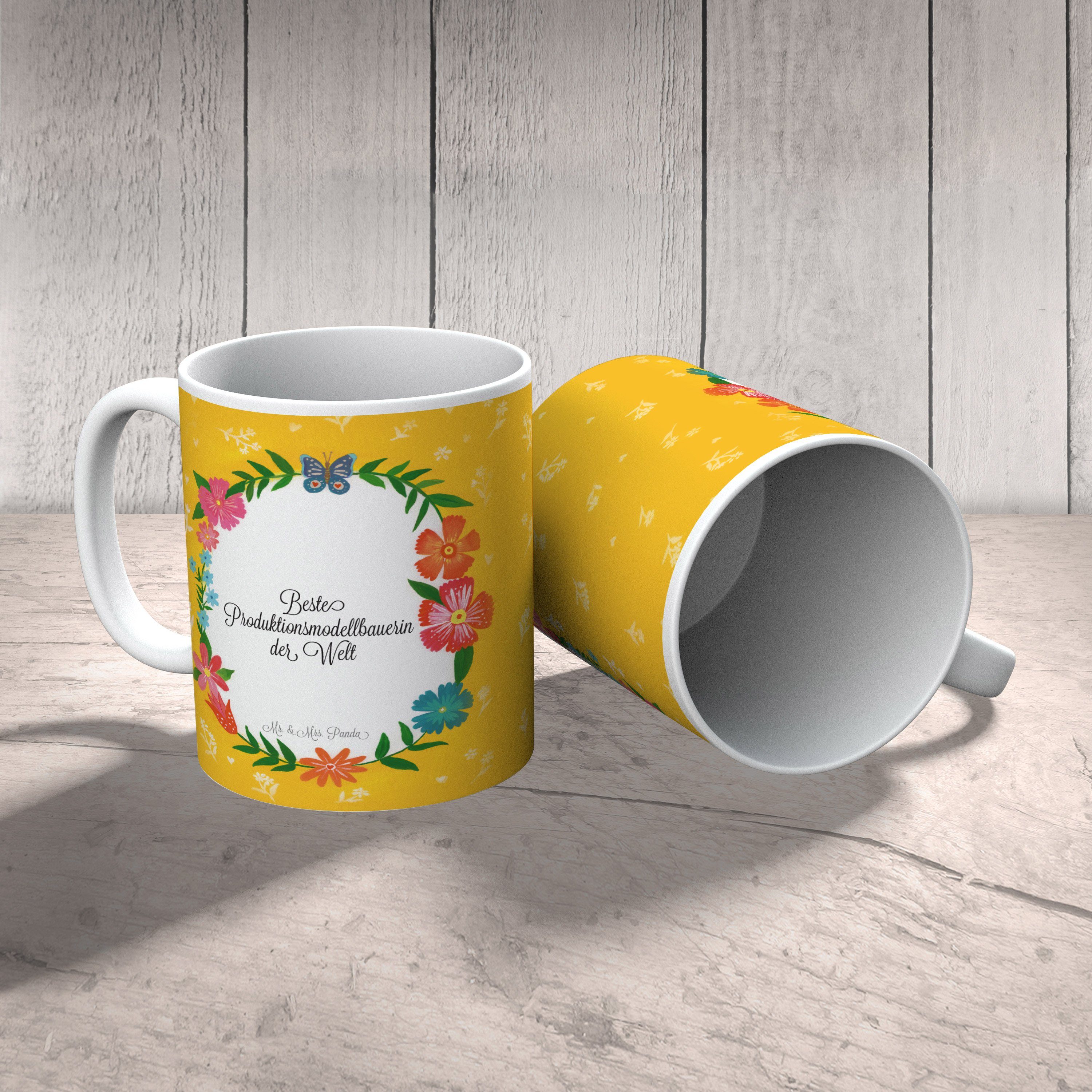 Mr. Mrs. Büro & Ta, Tasse Keramik Geschenk, Panda Abschied, Tasse Produktionsmodellbauerin - Sprüche,