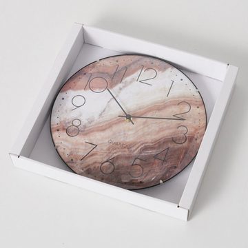 BOLTZE Wanduhr "Modina" aus Glas/Kunststoff in braun/weiß B30cm, Uhr