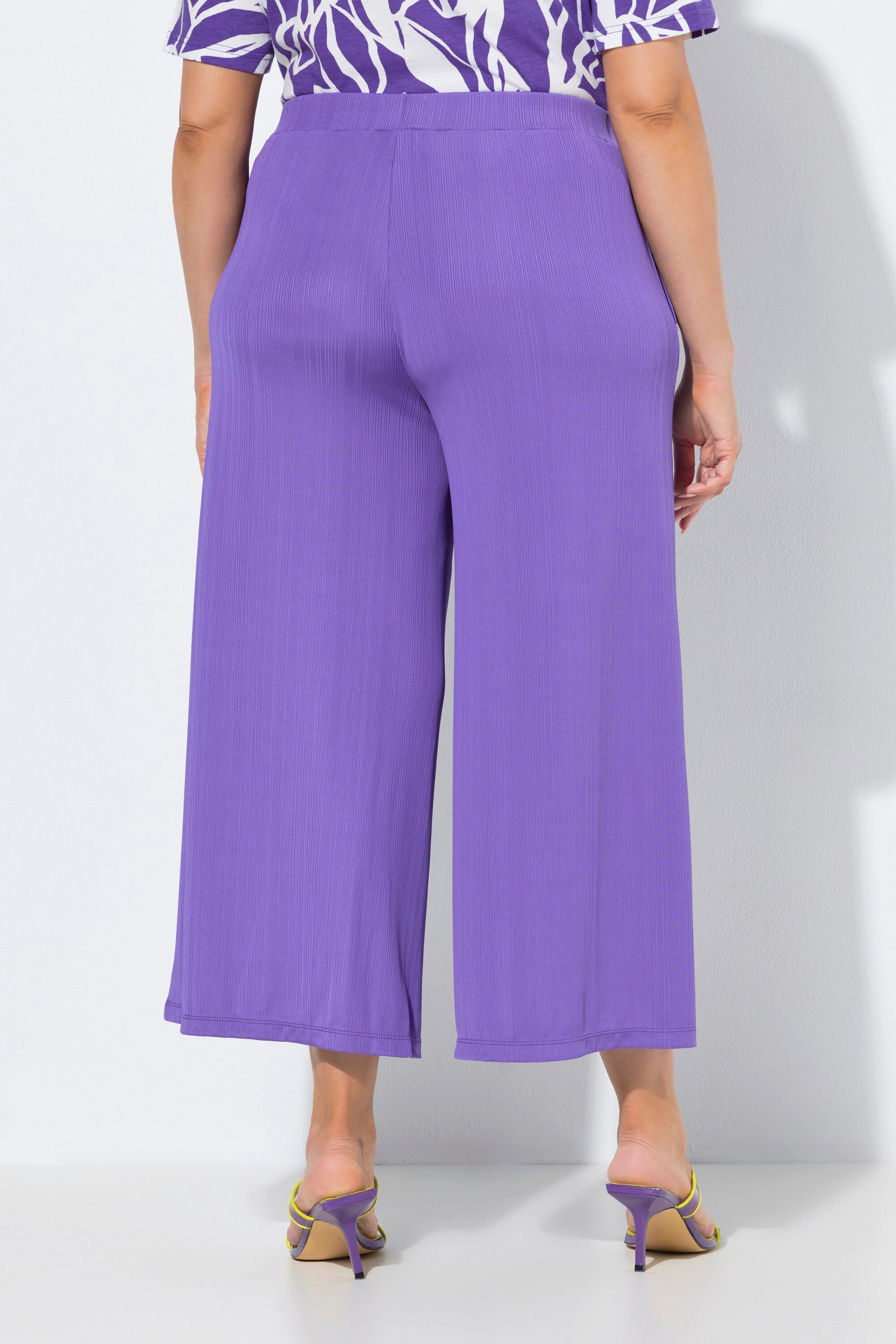 Ulla Popken Funktionshose Culotte Struktur wadenlang gerades Bein